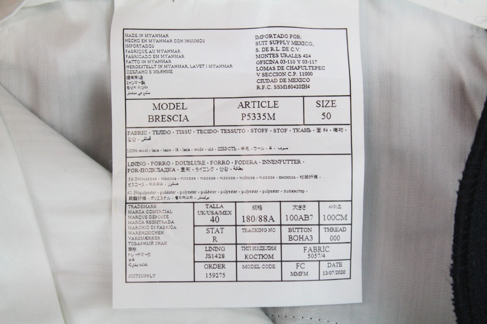 SUITSUPPLY Napoli Men's Suit UK40L Blue Melange Wool S110s 2-Piece Formal Set