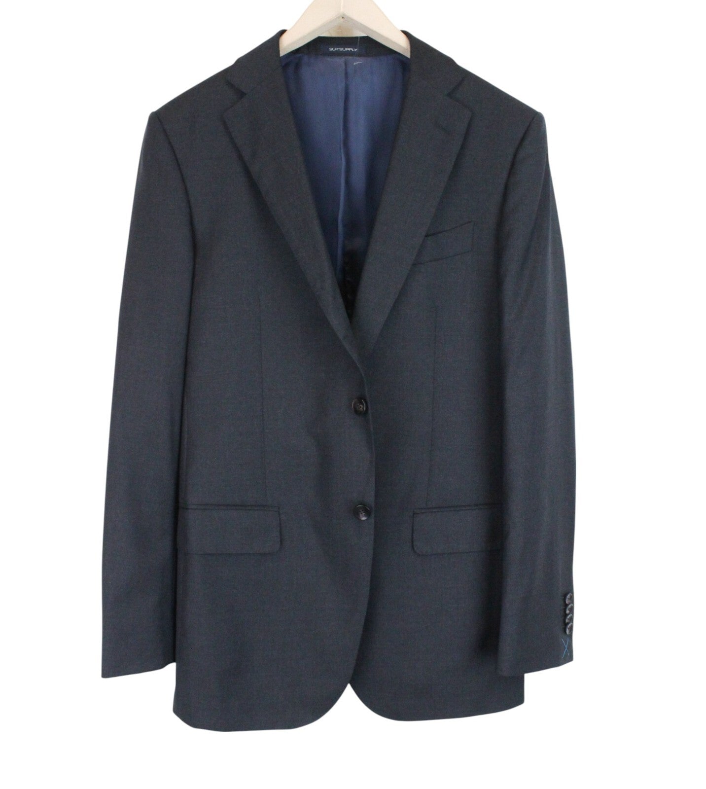 SUITSUPPLY Napoli Men's Suit UK40L Blue Melange Wool S110s 2-Piece Formal Set