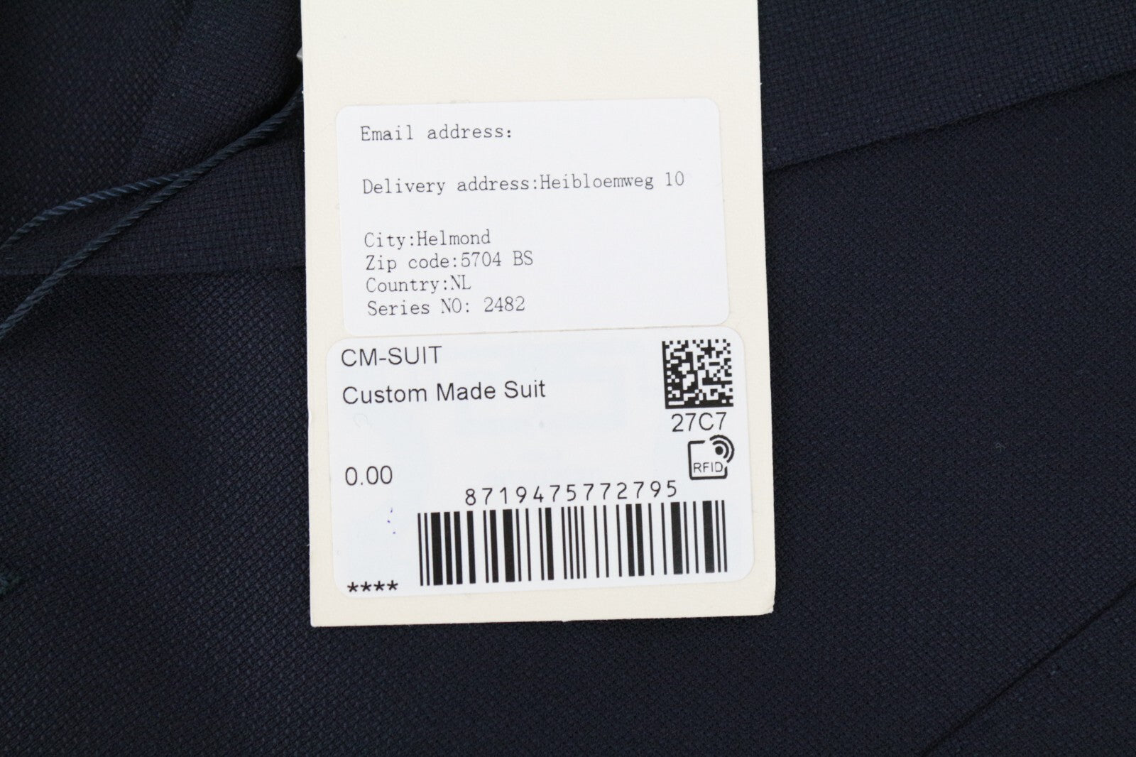 SUITSUPPLY La Spalla Men's Suit UK36R Blue 2-Piece Slim Fit Pure Wool Business