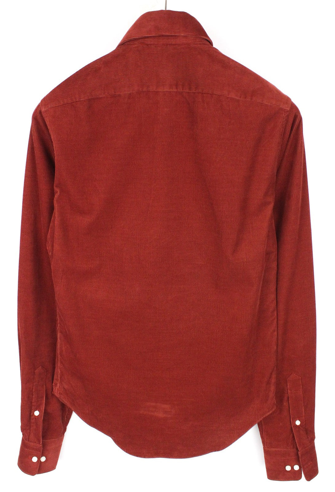 SUITSUPPLY Men's Shirt ~2XS Red Cotton Corduroy Slim Fit Velvet Button-Up Top