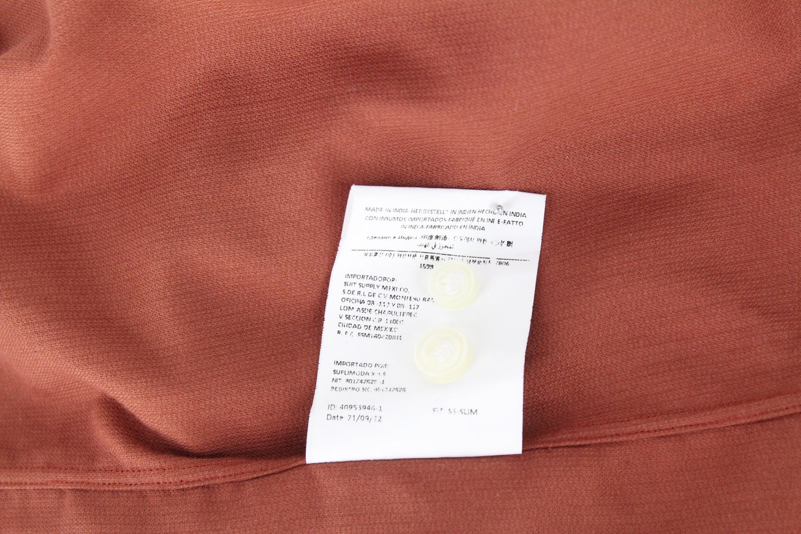 SUITSUPPLY Men's Shirt ~2XS Red Cotton Corduroy Slim Fit Velvet Button-Up Top