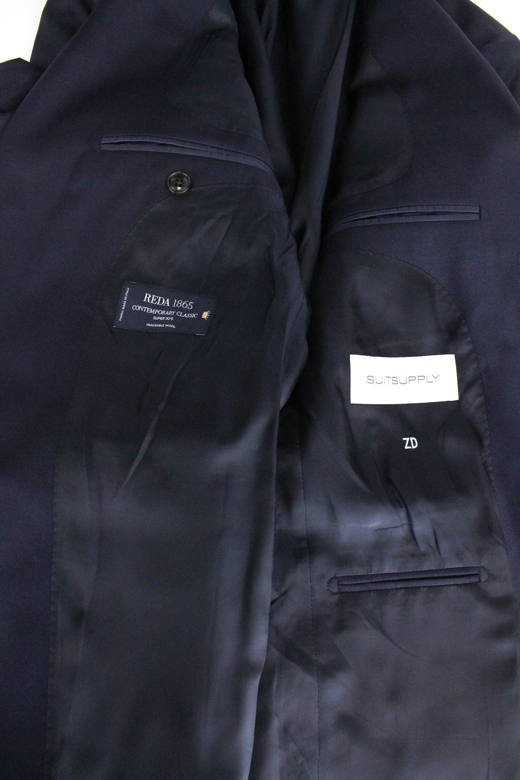 SUITSUPPLY La Spalla Men's Suit UK38S Blue Slim Fit S110s Wool Melange 2-Piece