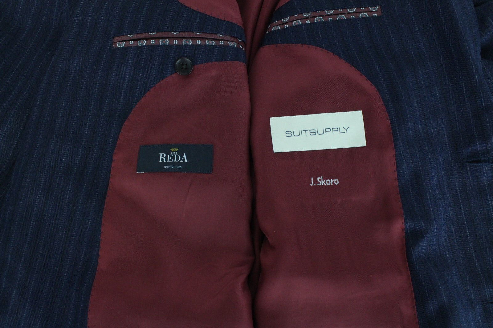 SUITSUPPLY La Spalla Men's Suit UK46L Blue Striped Wool 2-Piece Melange Outfit