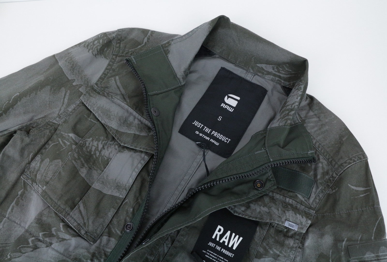 G-STAR Men's Jacket S Zip Duck Hunt Twill Melange Overshirt Green Patterned