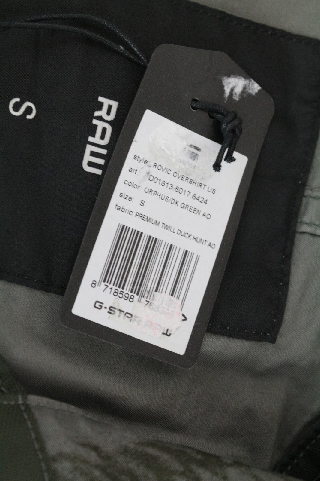 G-STAR Men's Jacket S Zip Duck Hunt Twill Melange Overshirt Green Patterned