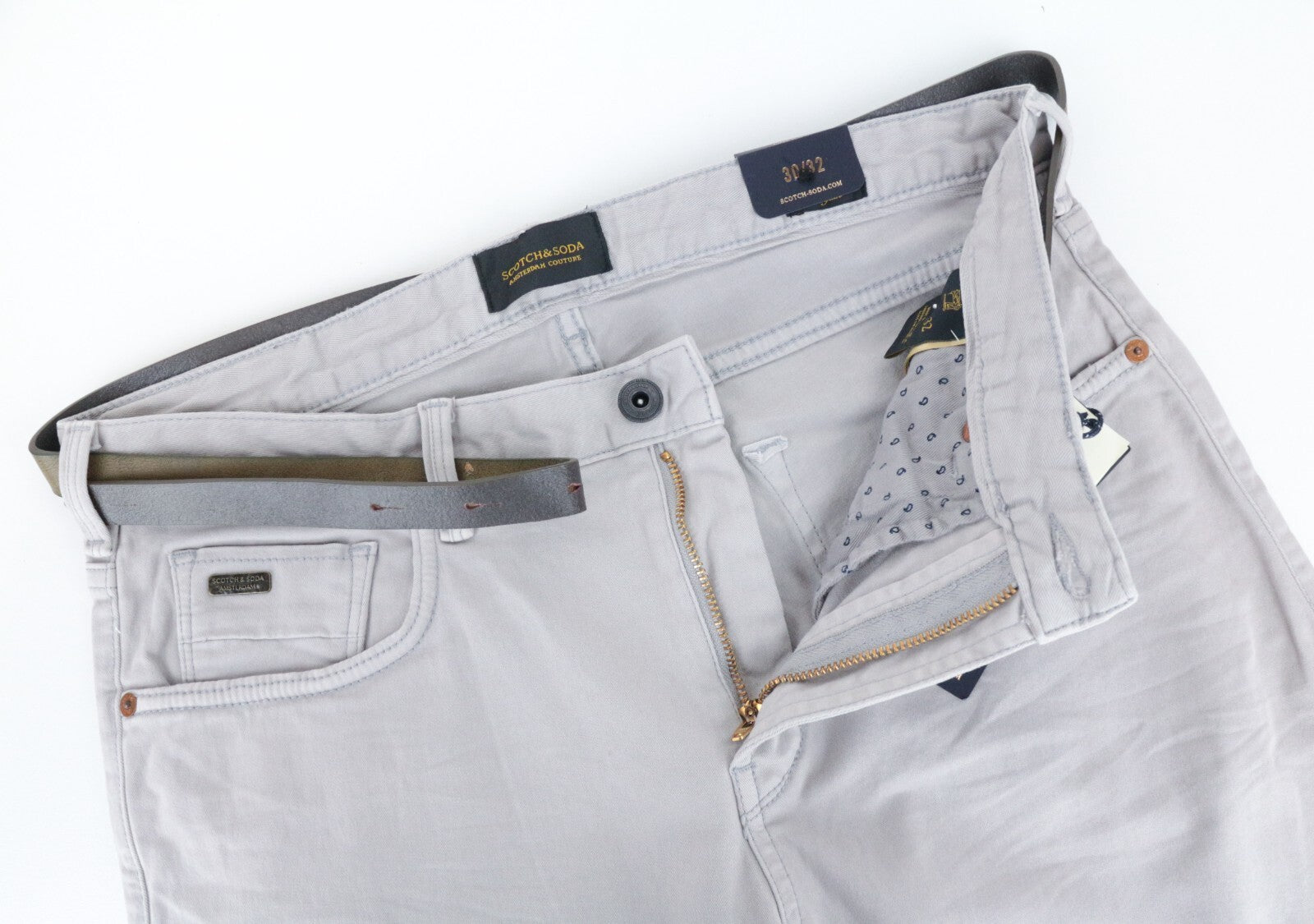 SCOTCH & SODA Dylan Men's Trousers W30/L32 Beige Slim Chino Super Classic Fit