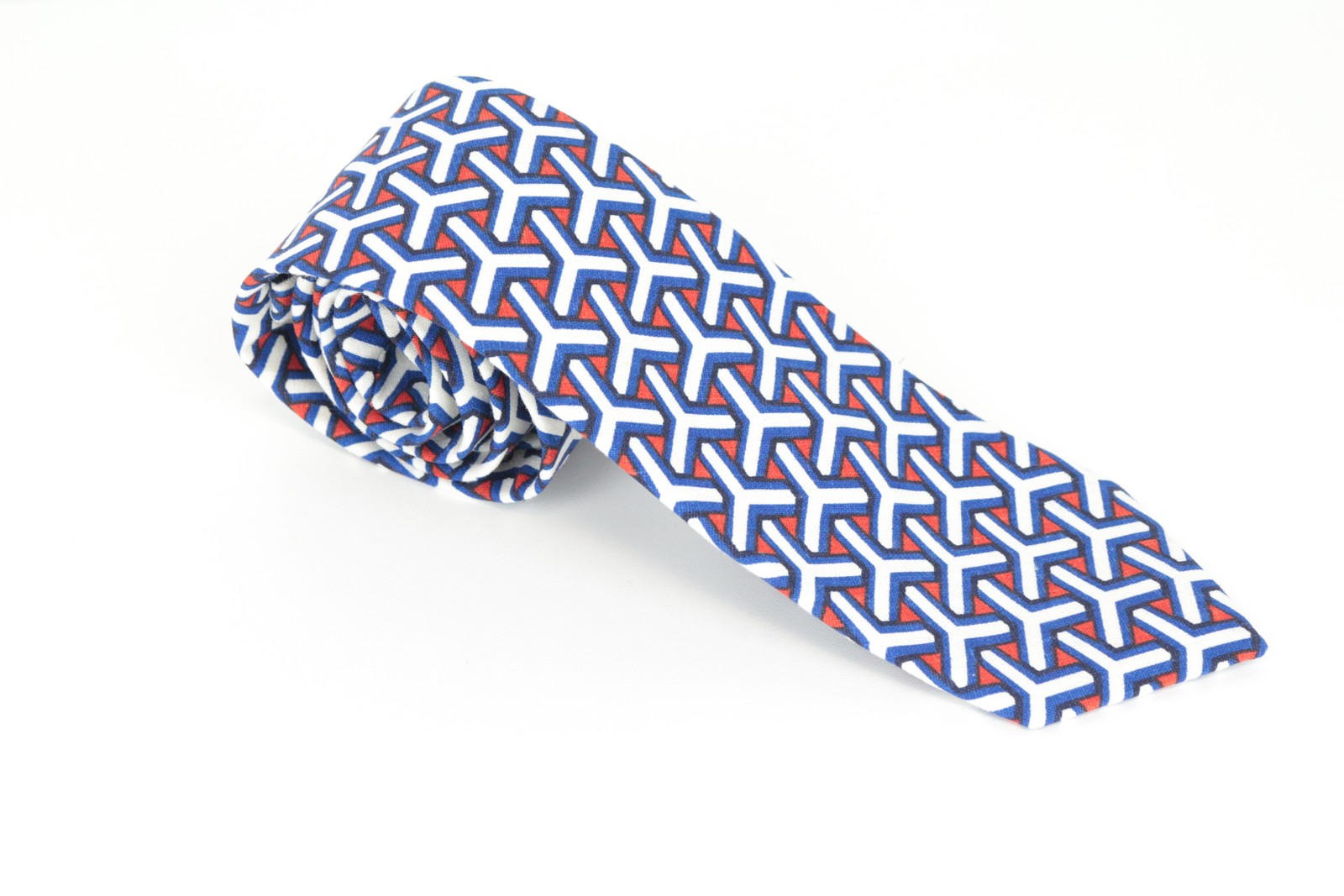 SUITSUPPLY Men's Tie Blue Melange Graphic Linen 148 x 8 cm Pointed-End Formal