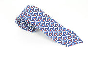 SUITSUPPLY Men's Tie Blue Melange Graphic Linen 148 x 8 cm Pointed-End Formal