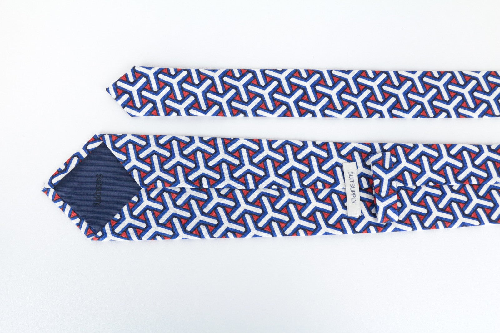 SUITSUPPLY Men's Tie Blue Melange Graphic Linen 148 x 8 cm Pointed-End Formal