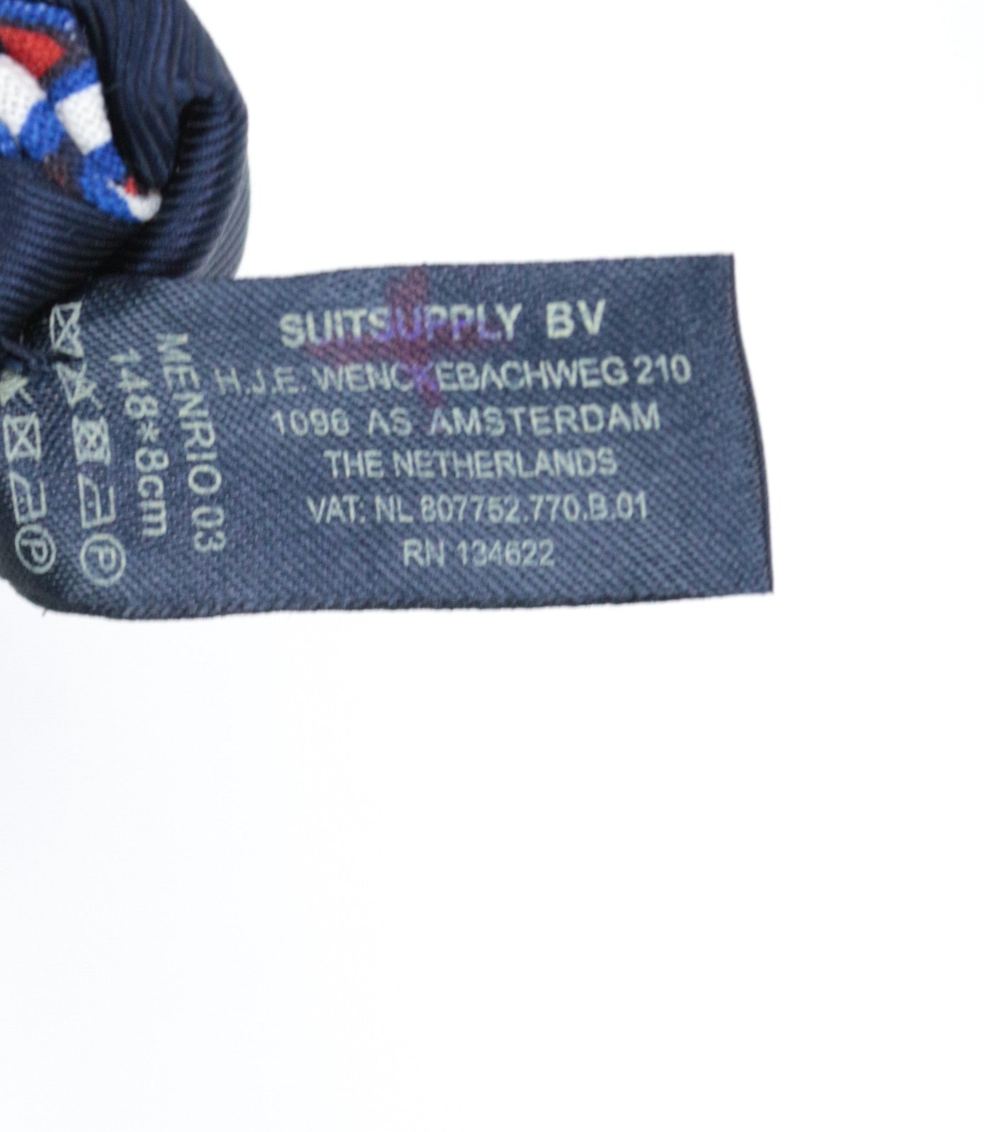 SUITSUPPLY Men's Tie Blue Melange Graphic Linen 148 x 8 cm Pointed-End Formal