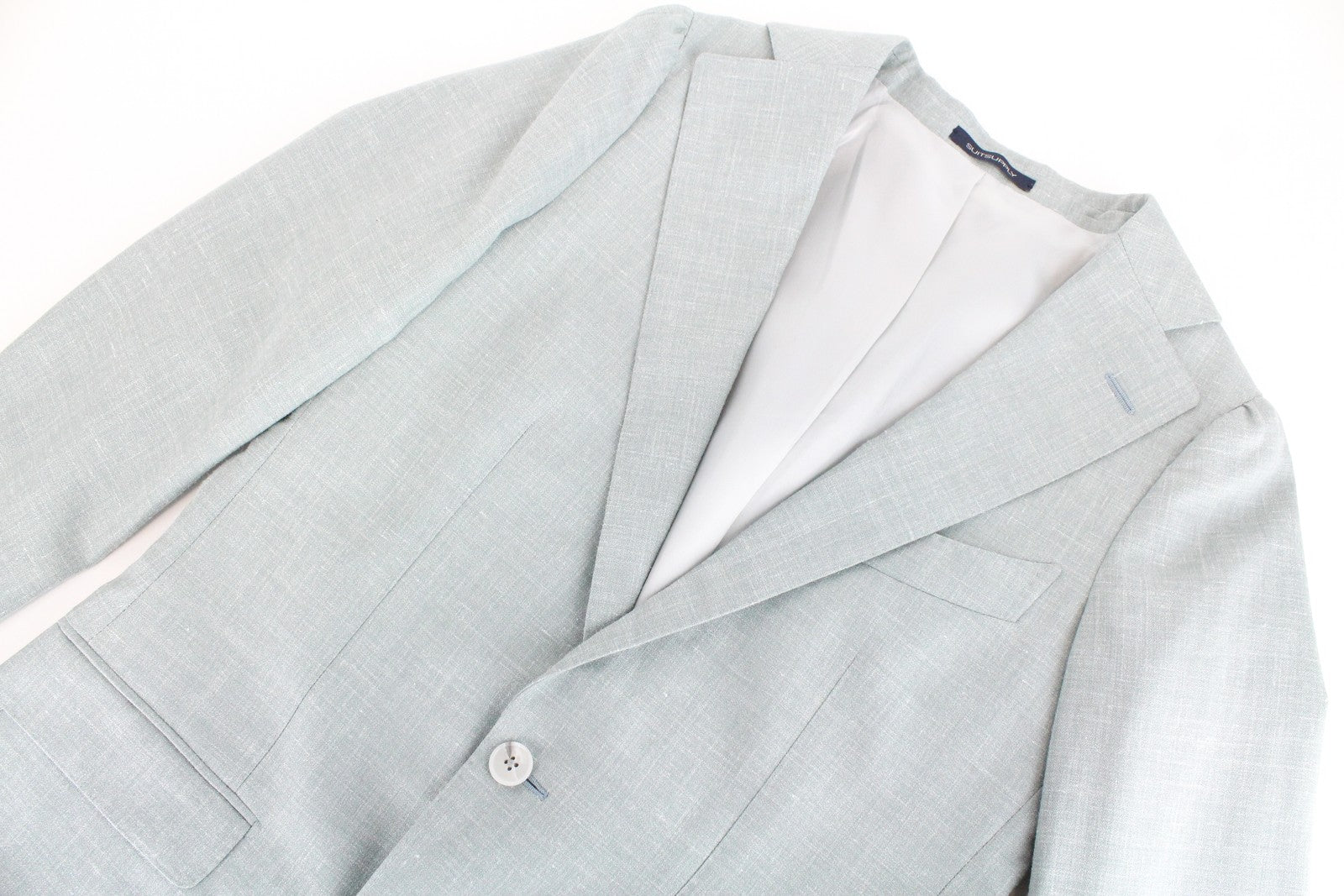 SUITSUPPLY La Spalla vyriškas švarkas UK32R žalias vilnonis šilkinis lininis plonas melanžo kirpimas 