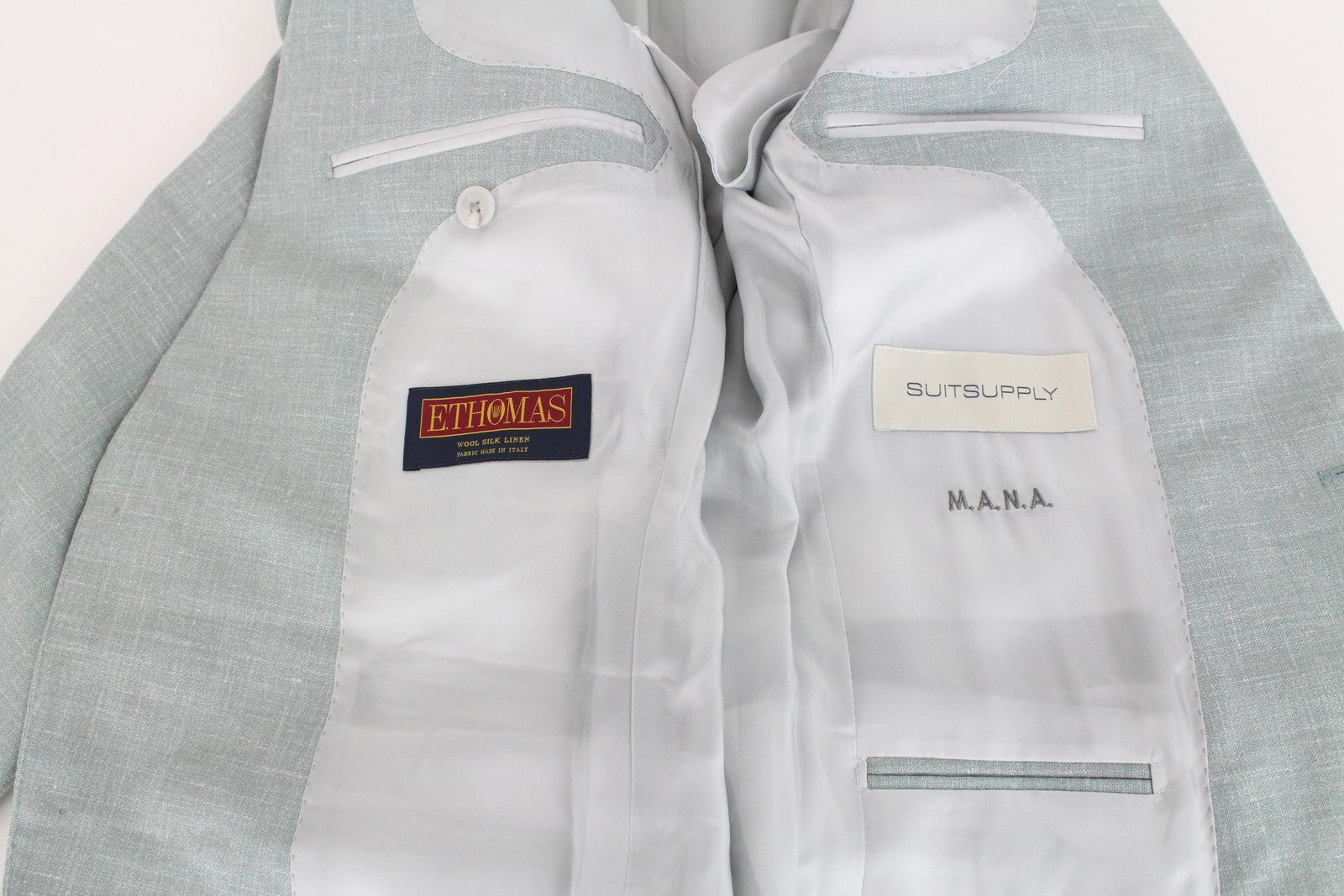 SUITSUPPLY La Spalla vyriškas švarkas UK32R žalias vilnonis šilkinis lininis plonas melanžo kirpimas 