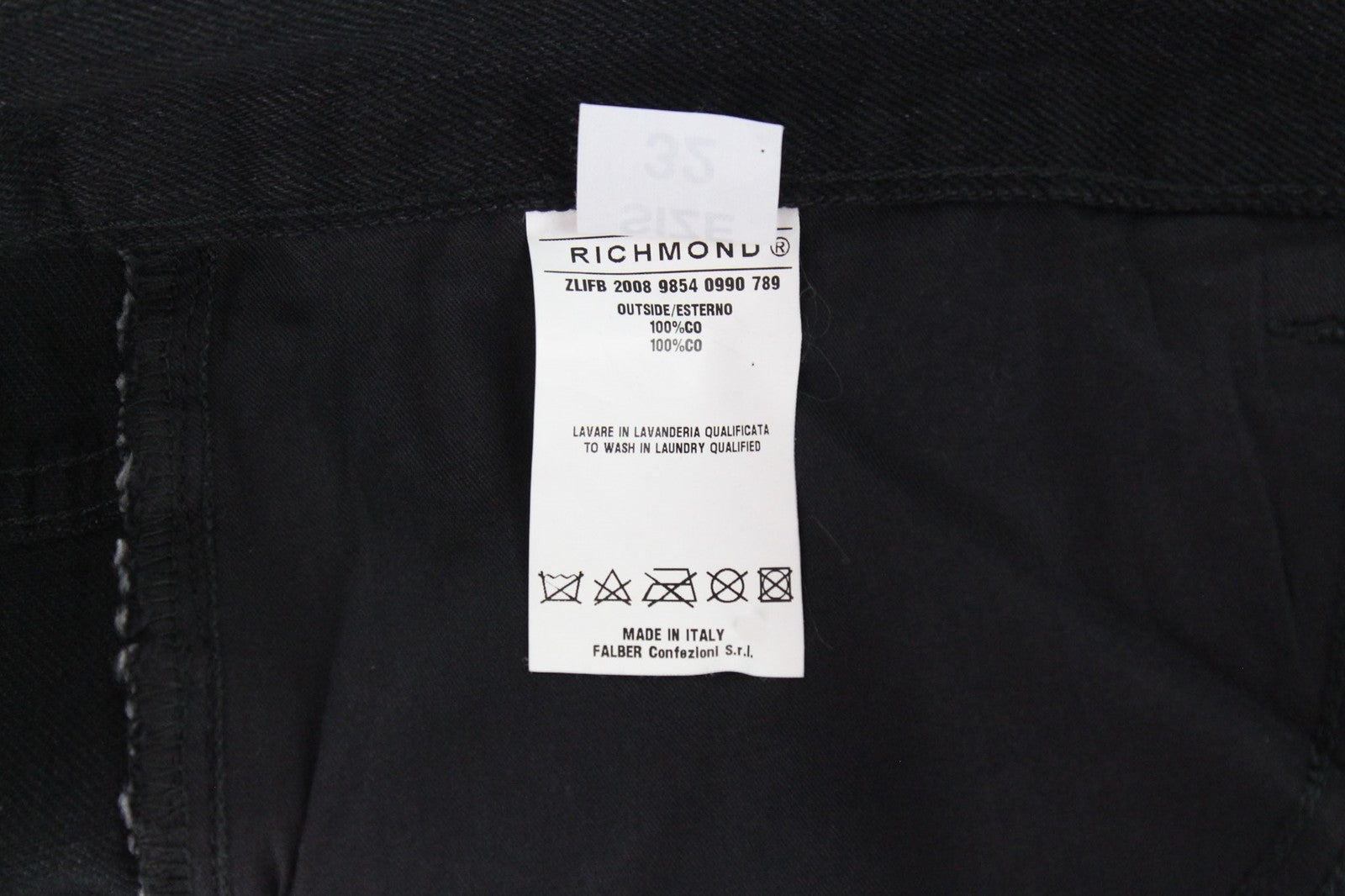 RICHMOND Men's Jeans IT32 Black Buttoned Skinny Fit Classic Low-Rise Style