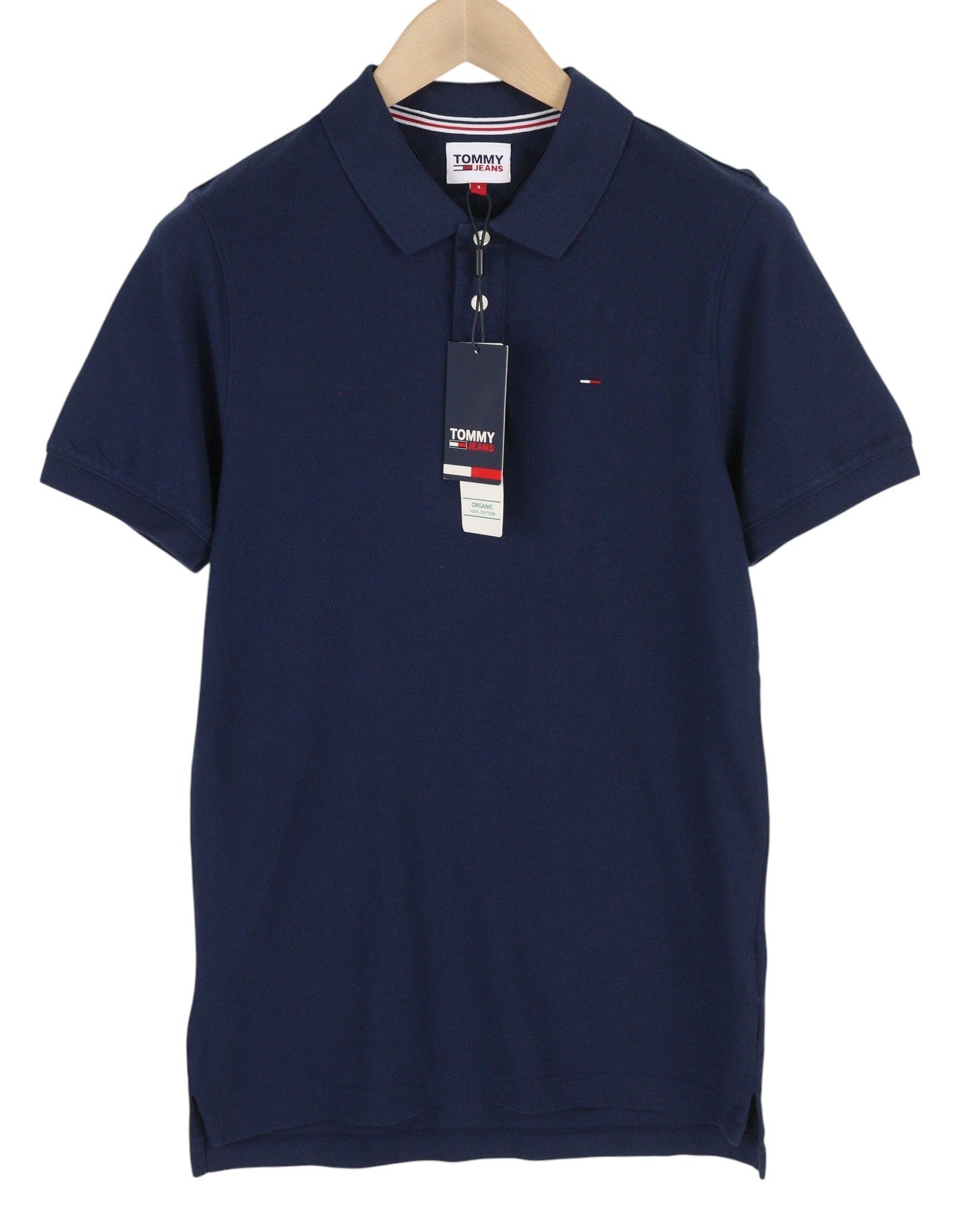 TOMMY HILFIGER Men T-Shirt S Dark Blue Short Sleeve Polo Neck Cotton RRP€60