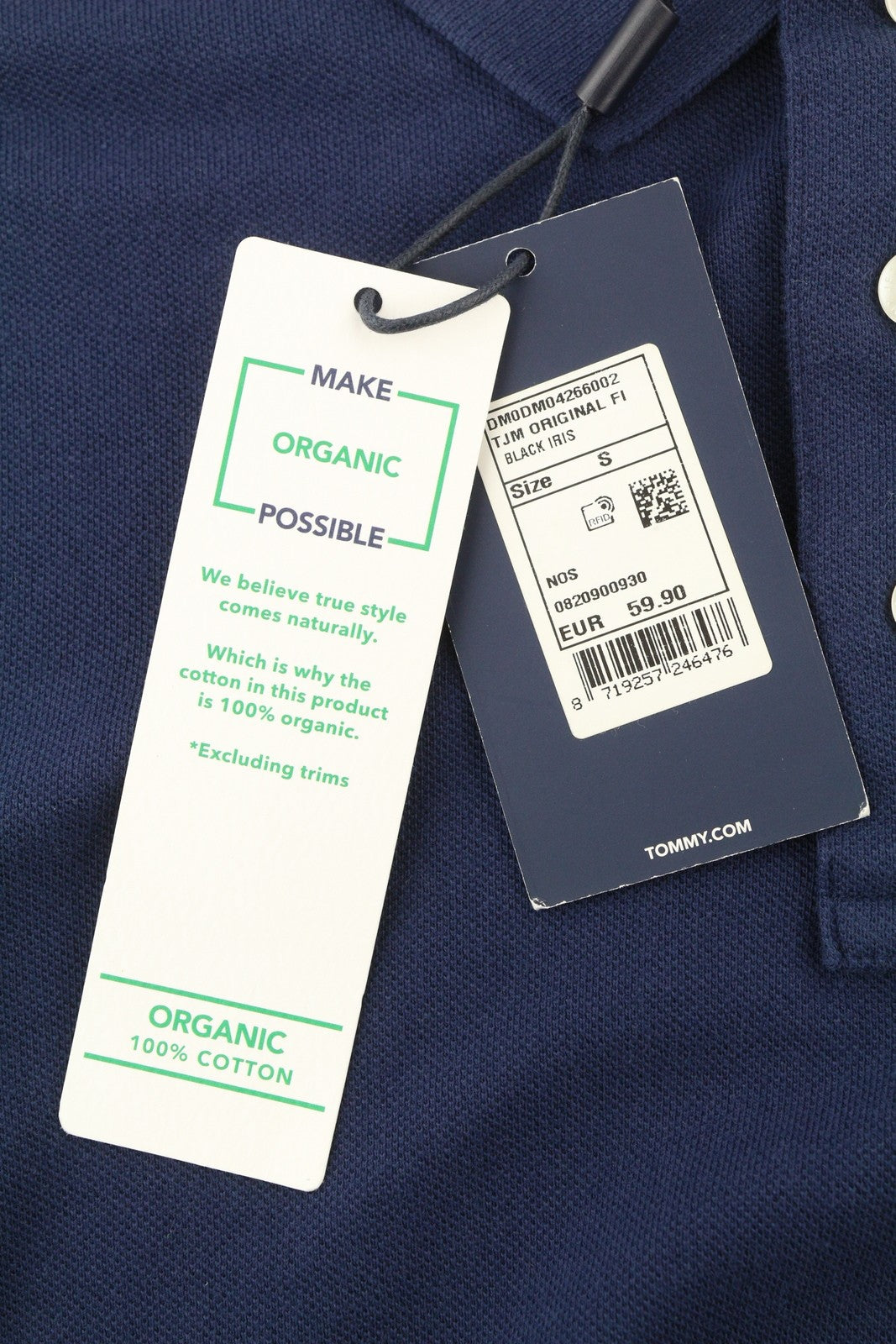 TOMMY HILFIGER Men T-Shirt S Dark Blue Short Sleeve Polo Neck Cotton RRP€60