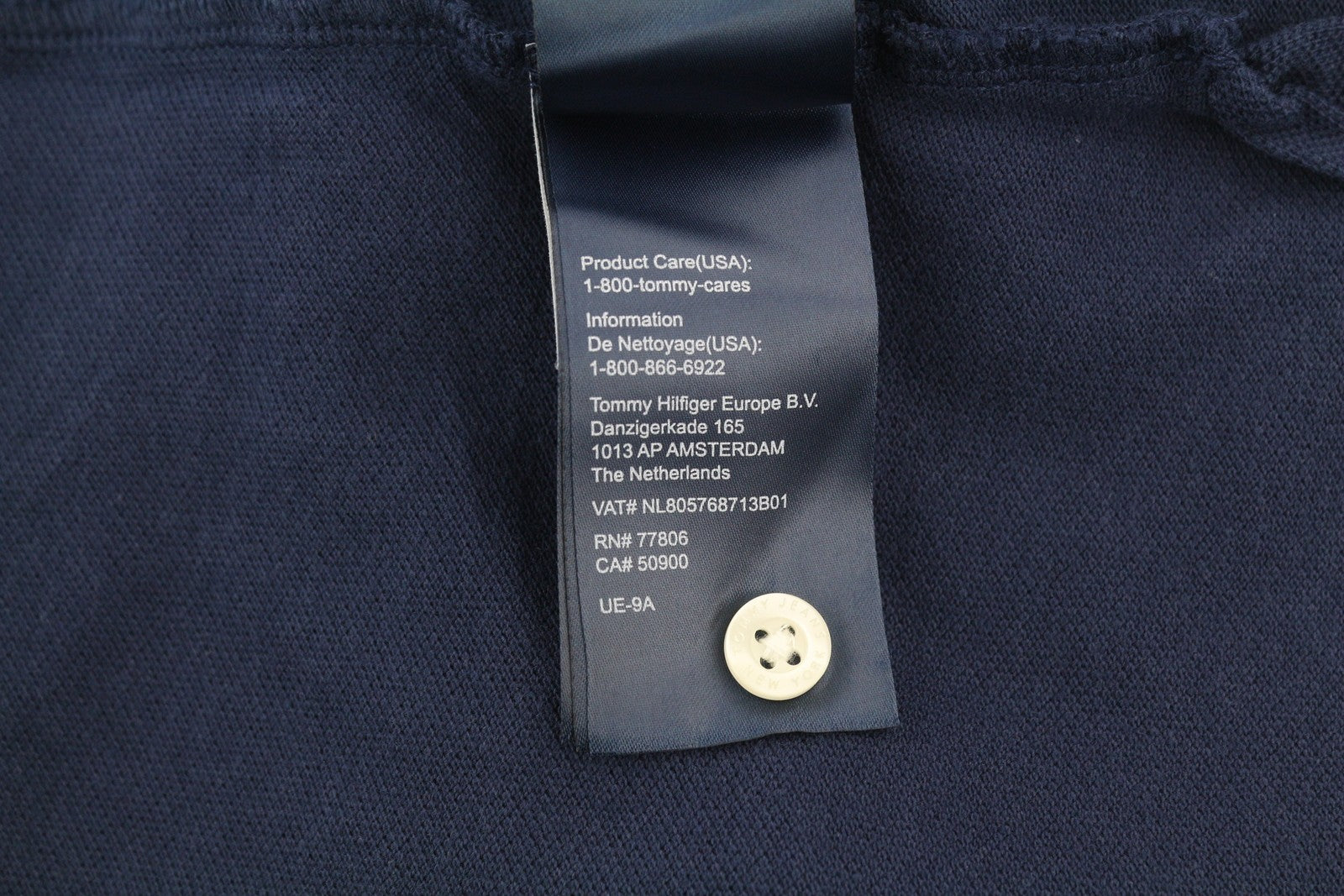 TOMMY HILFIGER Men T-Shirt S Dark Blue Short Sleeve Polo Neck Cotton RRP€60