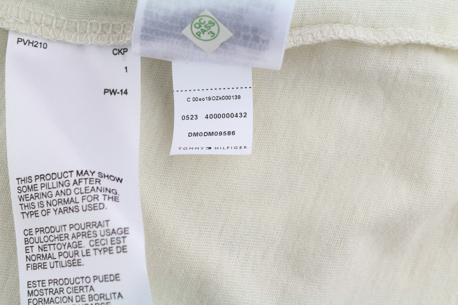 TOMMY HILFIGER TJM Slim Jaspe C Neck Men T-Shirt XL Off White Short Sleeve Logo