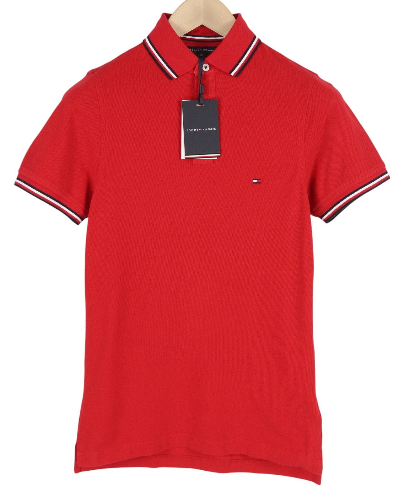 TOMMY HILFIGER Tipped SL Men T-Shirt XS Organic Cotton Slim Fit Polo RRP€80