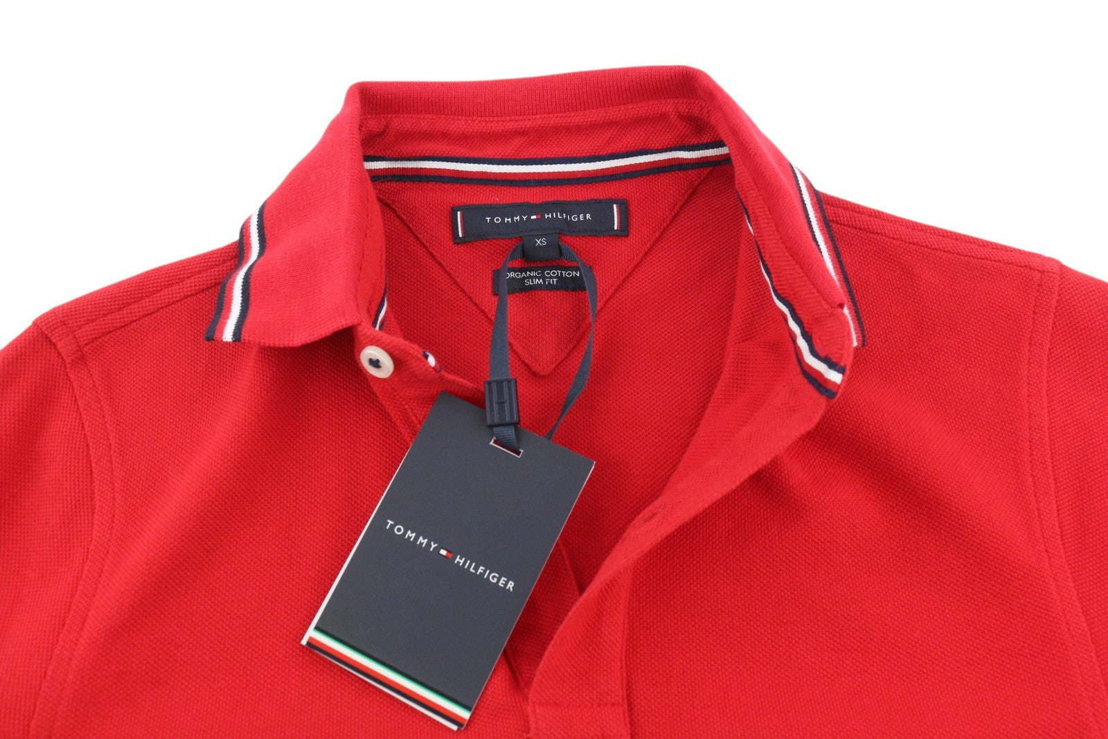 TOMMY HILFIGER Tipped SL Men T-Shirt XS Organic Cotton Slim Fit Polo RRP€80