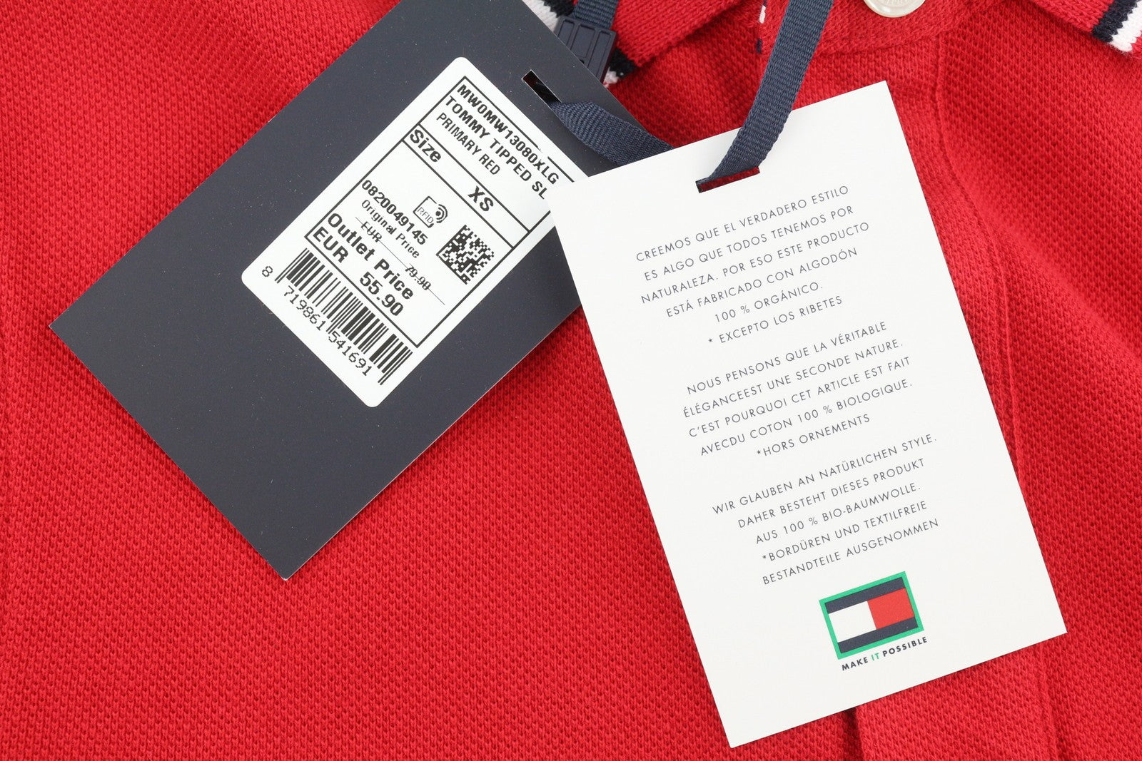 TOMMY HILFIGER Tipped SL Men T-Shirt XS Organic Cotton Slim Fit Polo RRP€80