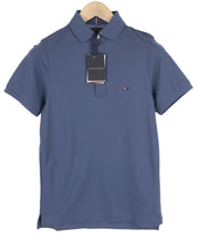 TOMMY HILFIGER Slim Polo Men T-Shirt XS Faded Blue Short Sleeve Cotton RRP€69