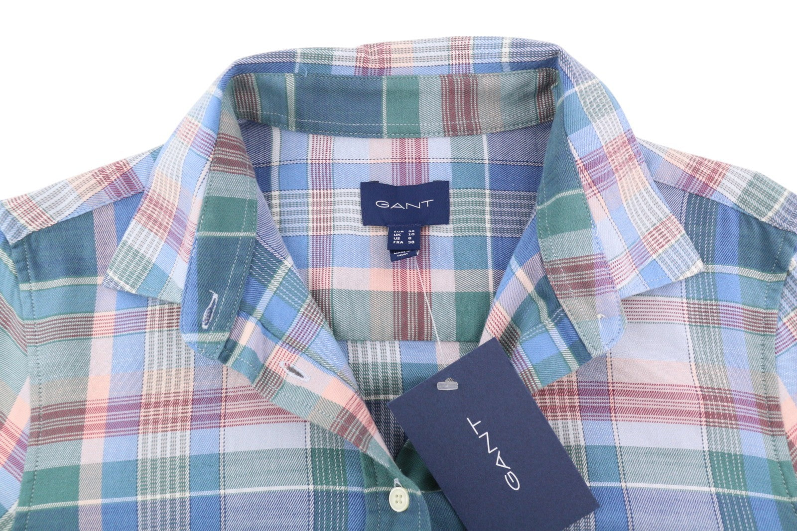 GANT žieminiai „Twill Madras“ languoti moteriški marškinėliai su flaneliniais langais, 36 dydžio, su sagomis 