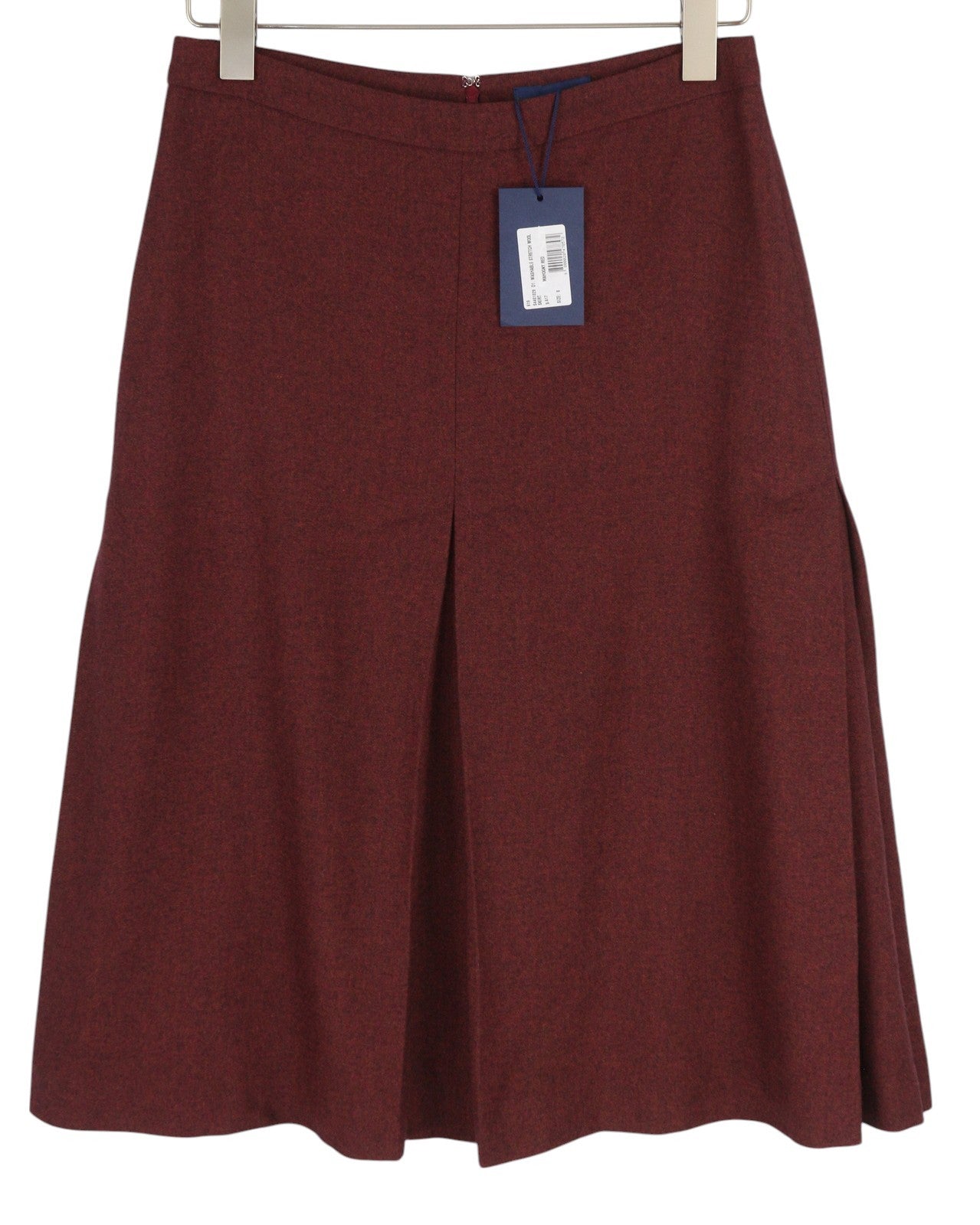 GANT Washable Stretch Wool Women Skirt EU36 Melange Burgundy Knee-Length Zip