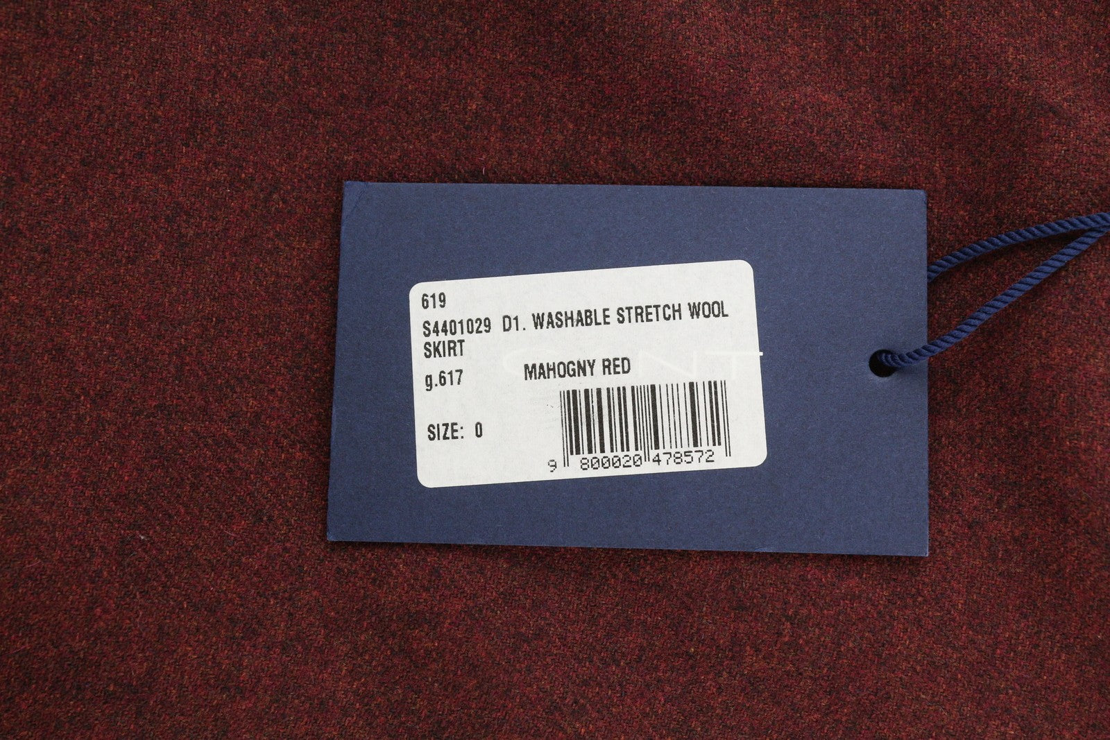 GANT Washable Stretch Wool Women Skirt EU36 Melange Burgundy Knee-Length Zip