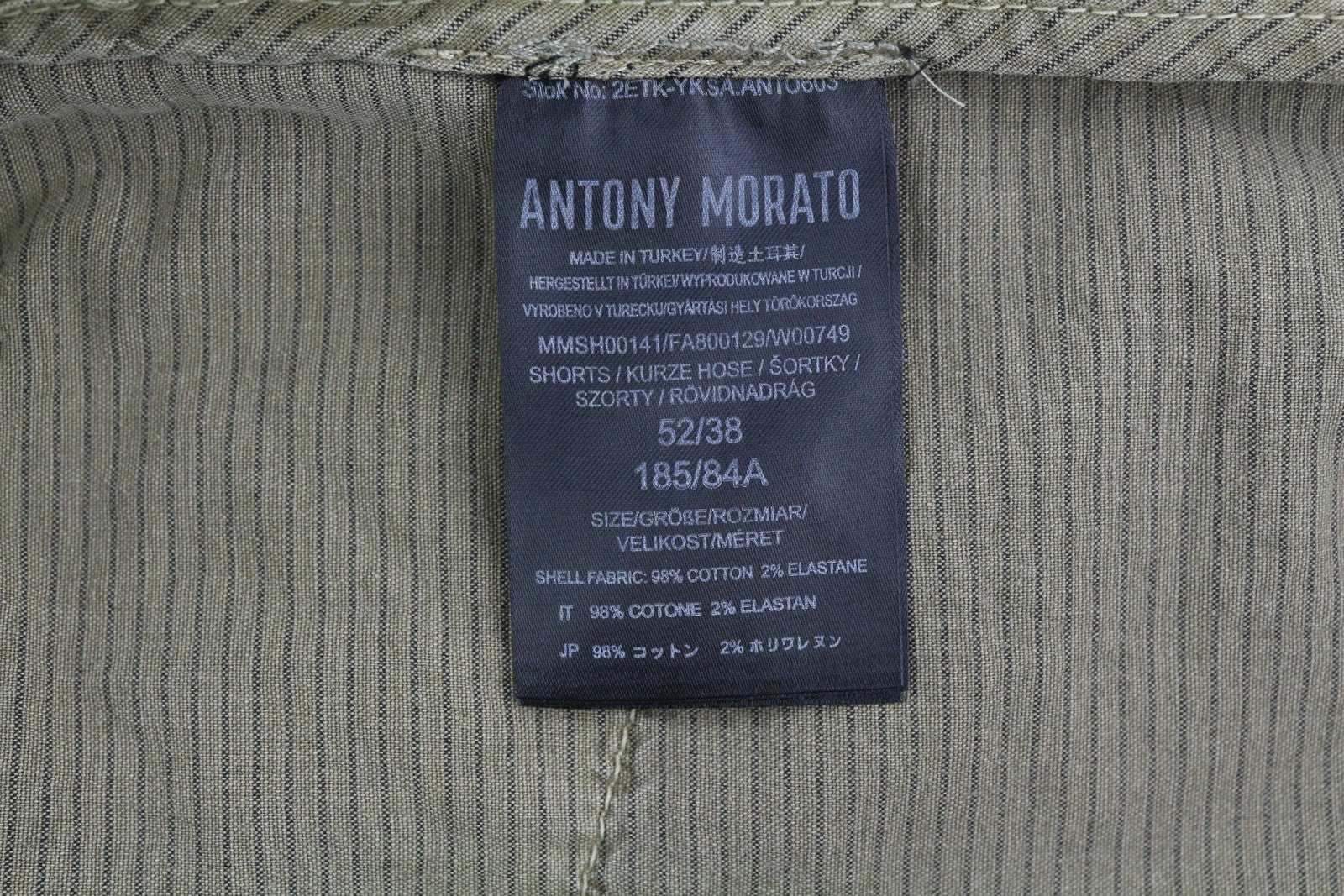 ANTONY MORATO Bryan Men Shorts W38 Beige Chino Zip Fly Pockets Logos Casual