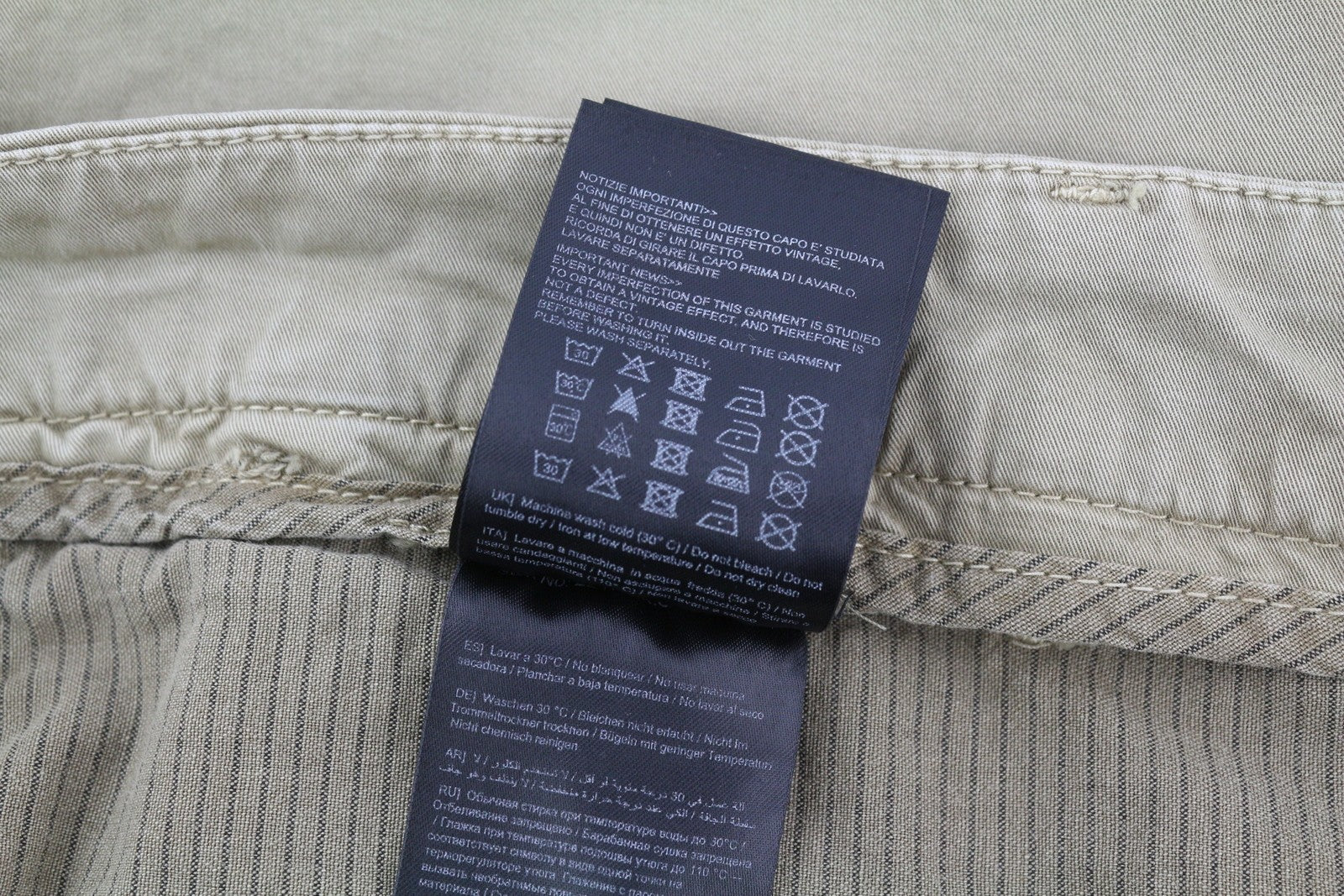 ANTONY MORATO Bryan Men Shorts W38 Beige Chino Zip Fly Pockets Logos Casual