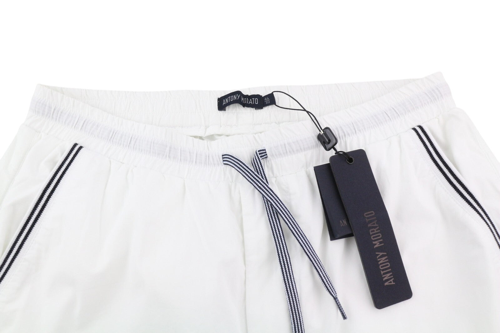 ANTONY MORATO Men Shorts W30 White Drawstrings Waist Turn-Up Pockets Casual