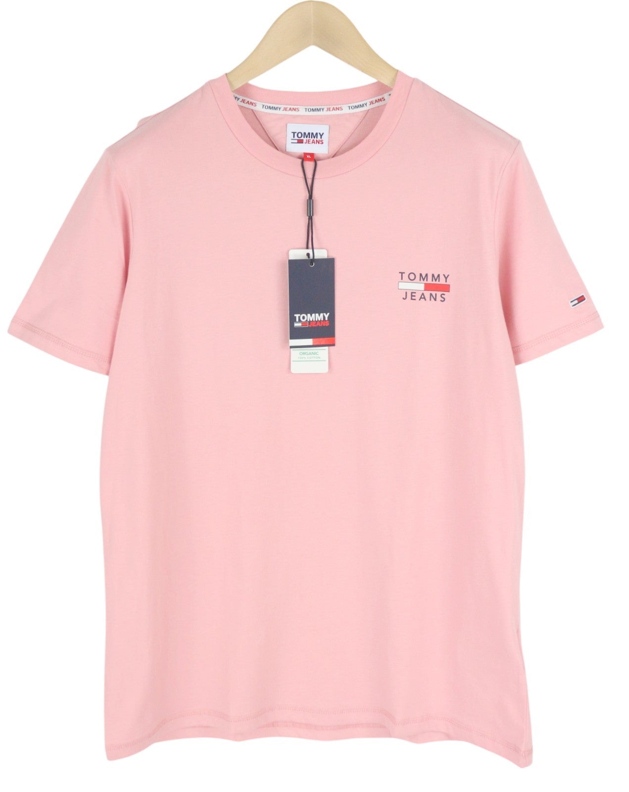 TOMMY HILFIGER TJM Chest Logo Pink Men T-Shirt XL Short Sleeve Crew Neck Tricot