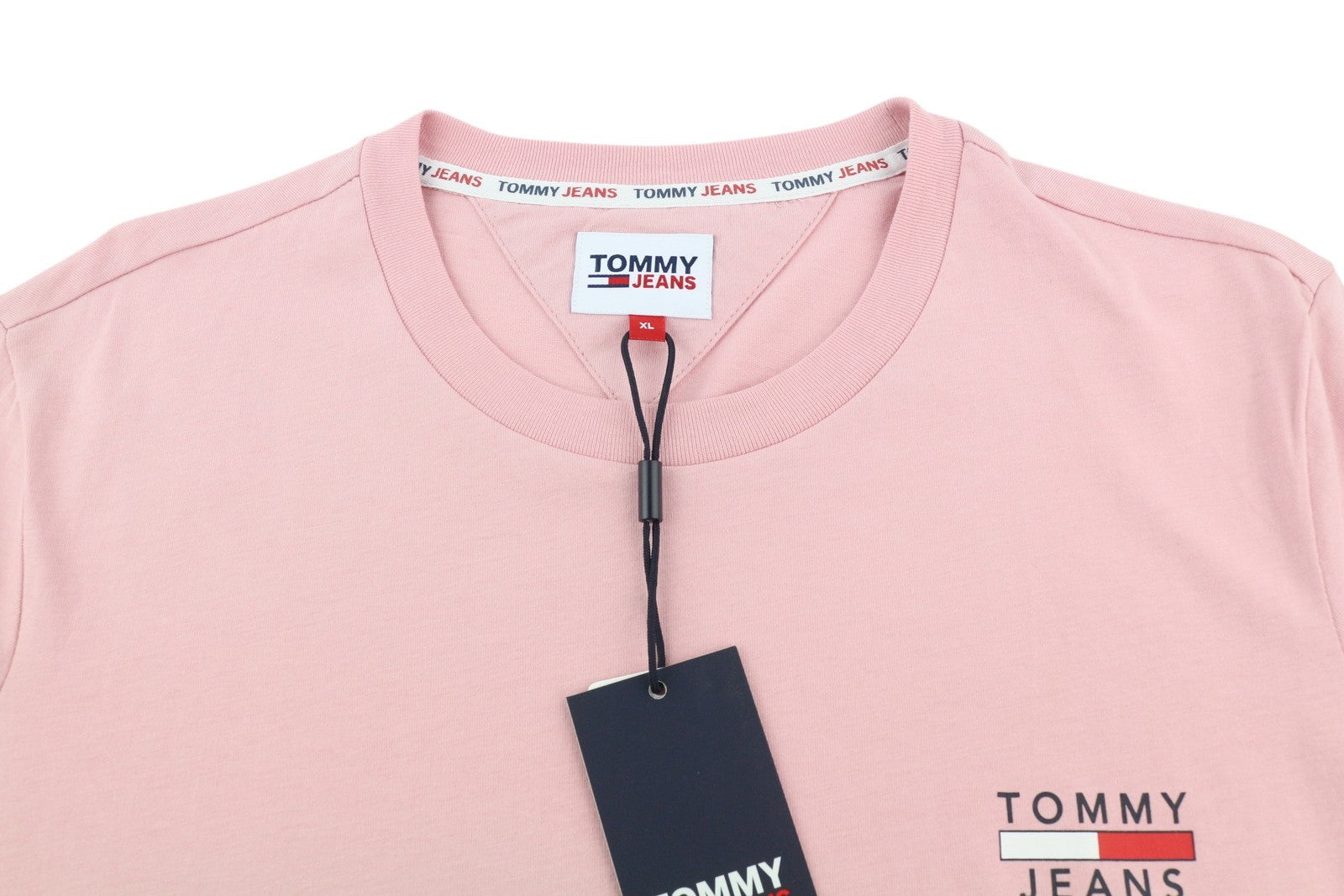TOMMY HILFIGER TJM Chest Logo Pink Men T-Shirt XL Short Sleeve Crew Neck Tricot