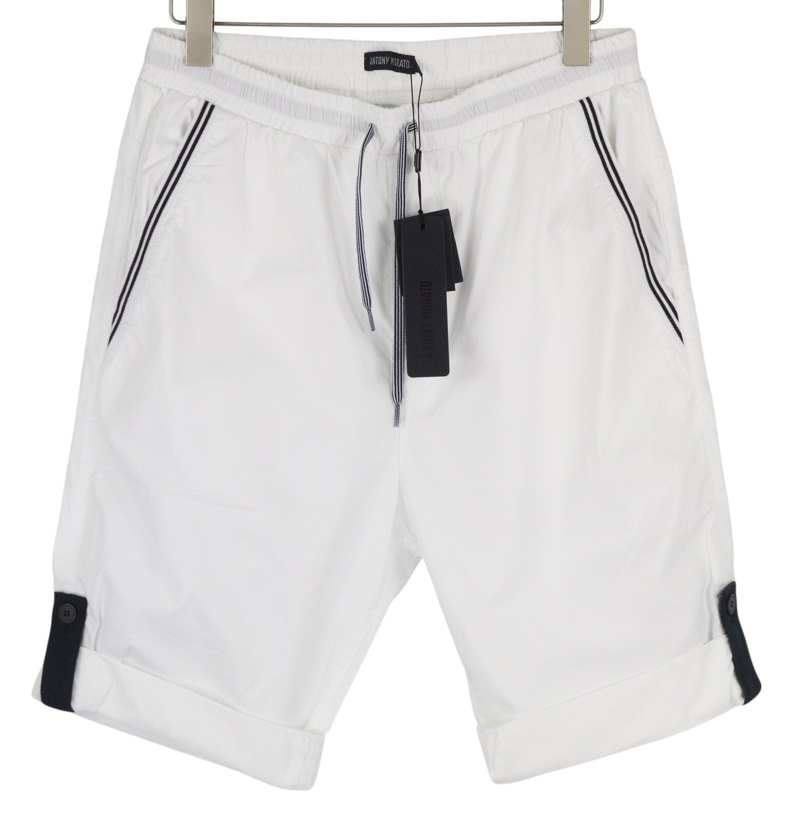 ANTONY MORATO Men Shorts W34 White Drawstrings Waist Turn-Up Pockets Casual