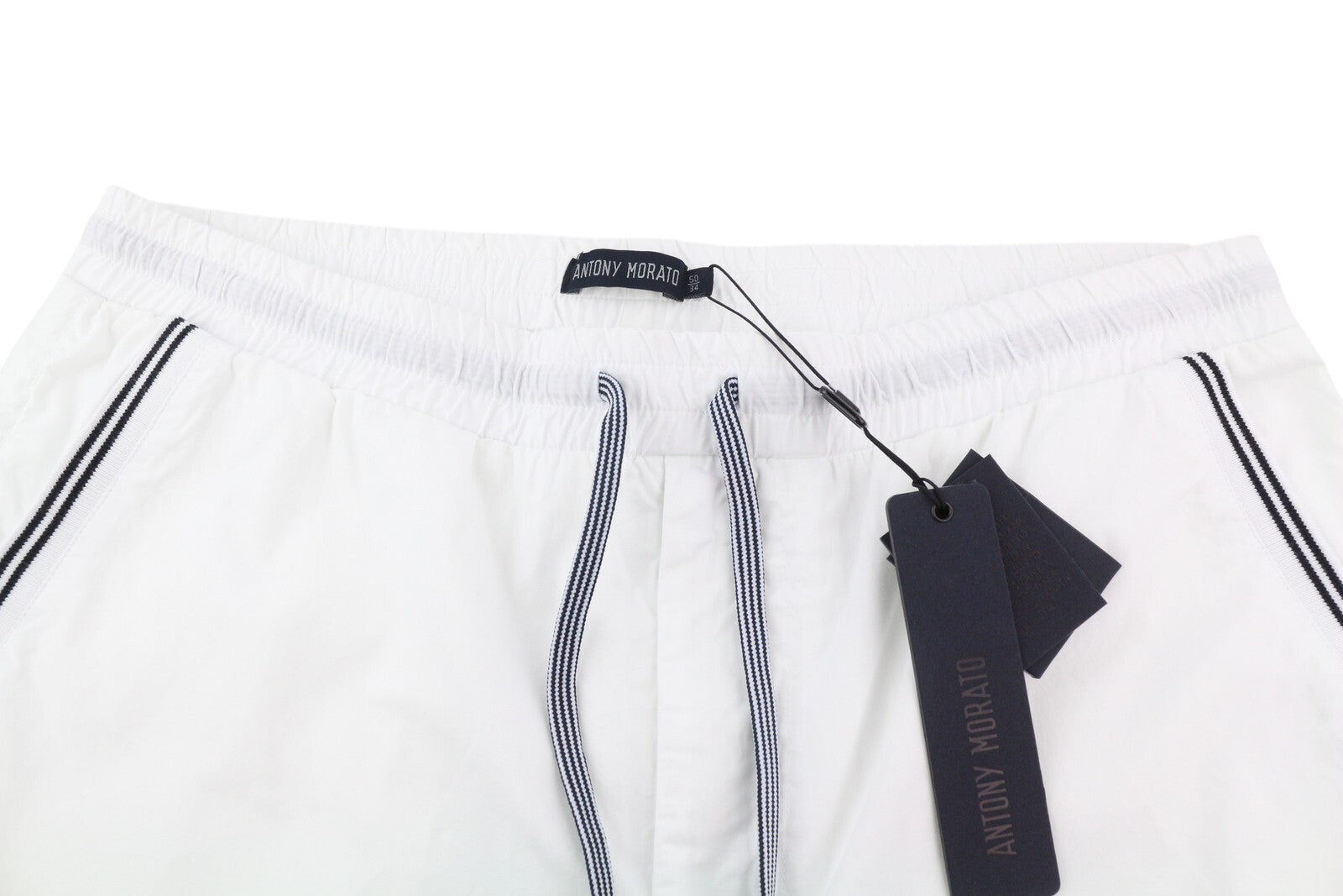 ANTONY MORATO Men Shorts W34 White Drawstrings Waist Turn-Up Pockets Casual