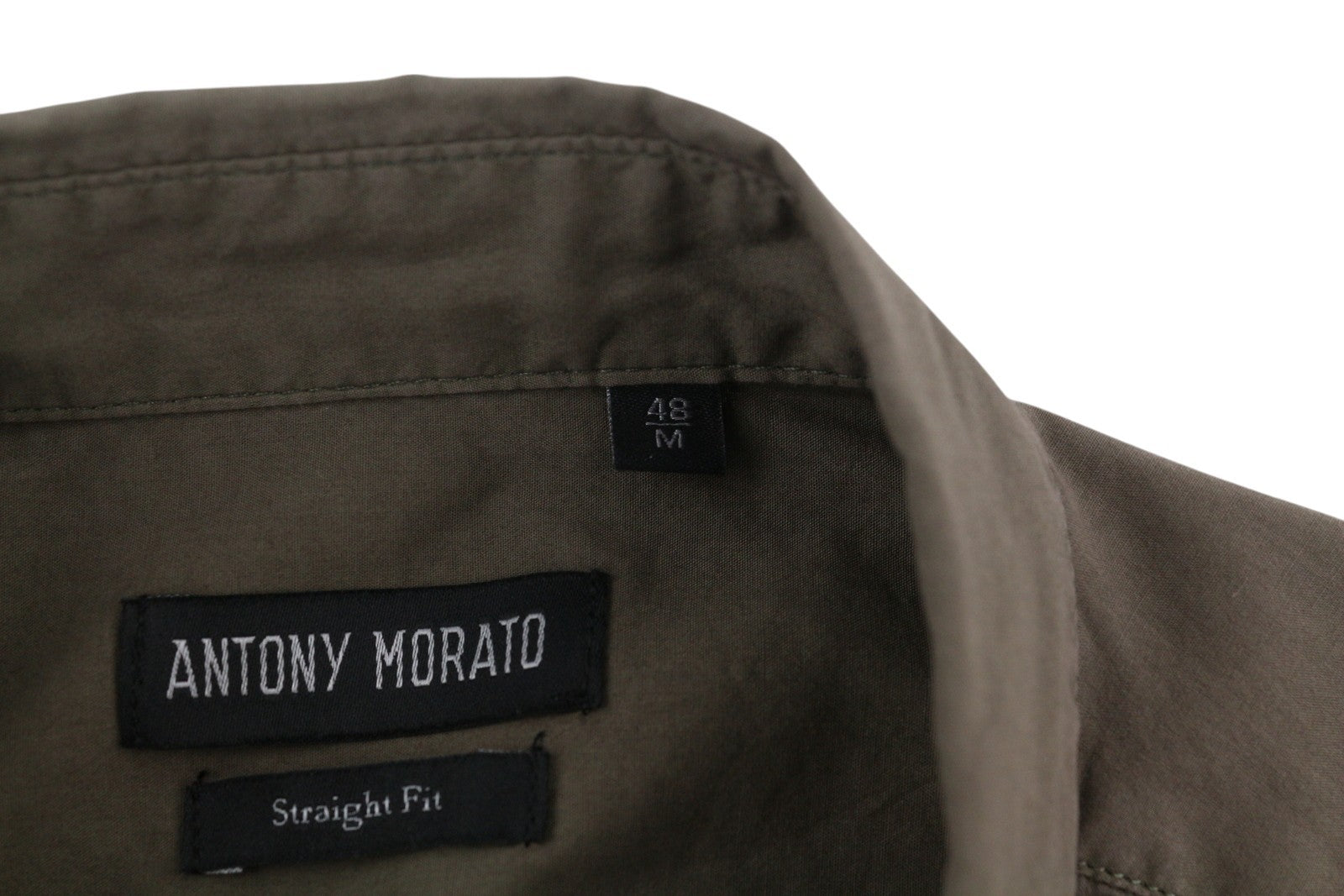 ANTONY MORATO Men Shirt M Brown Straight Fit Button-Down Neck Logo Short Sleeve