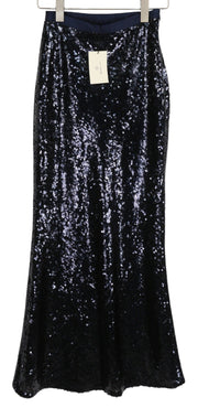 GANT Full Length Sequin Women Skirt EU34 Dark Blue Shiny Fitted Zip Fly Lined