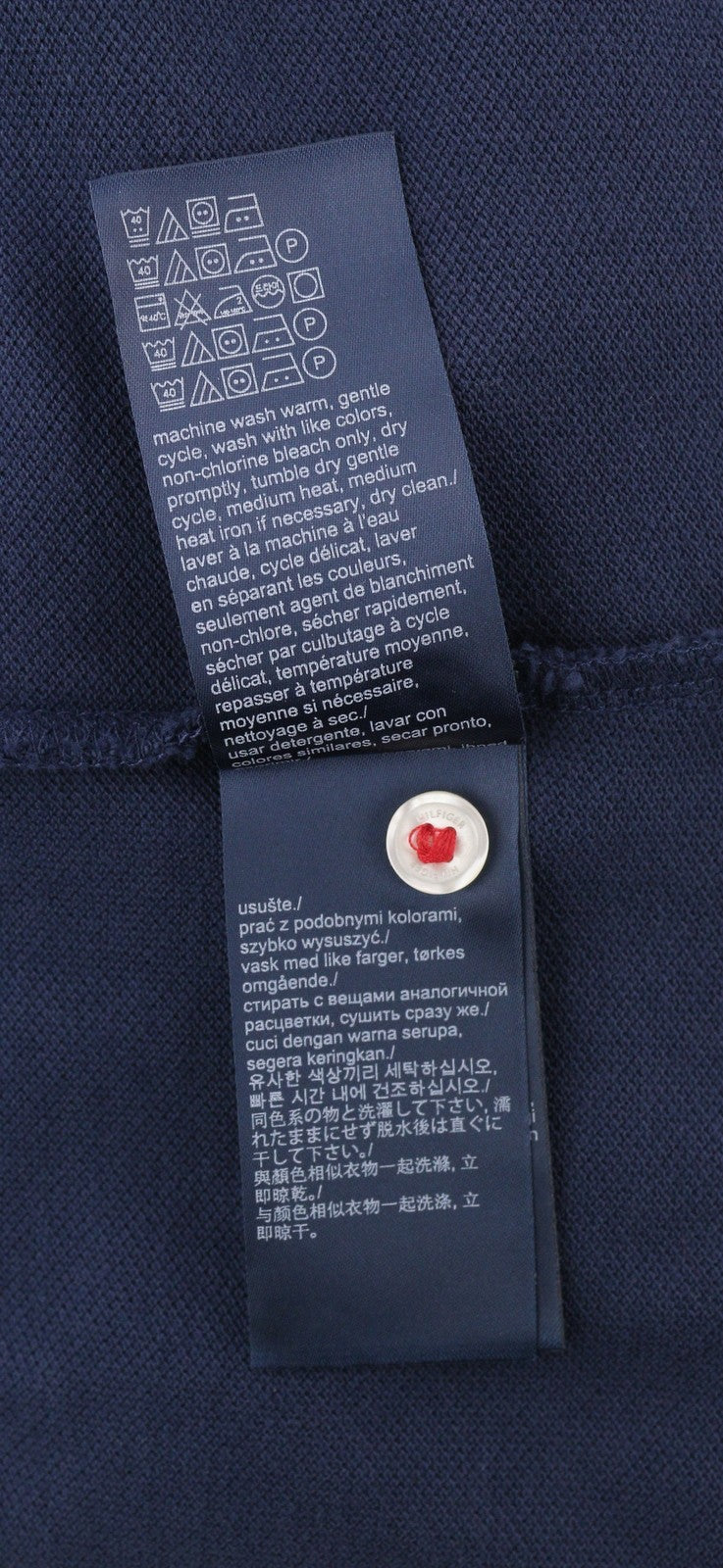 TOMMY HILFIGER Tipped SL Blue Men T-Shirt XS Organic Cotton Slim Fit Polo RRP€80