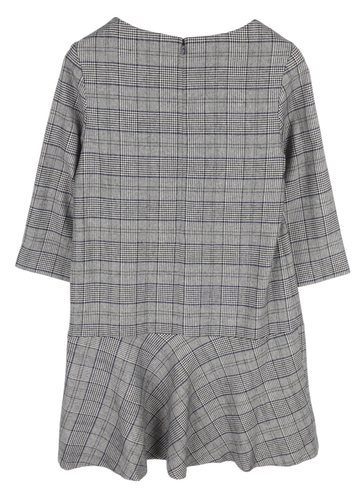 GANT Checked Flare Women Dress EU38 Grey 3/4 Sleeved Round Neck Plaid Print Mini