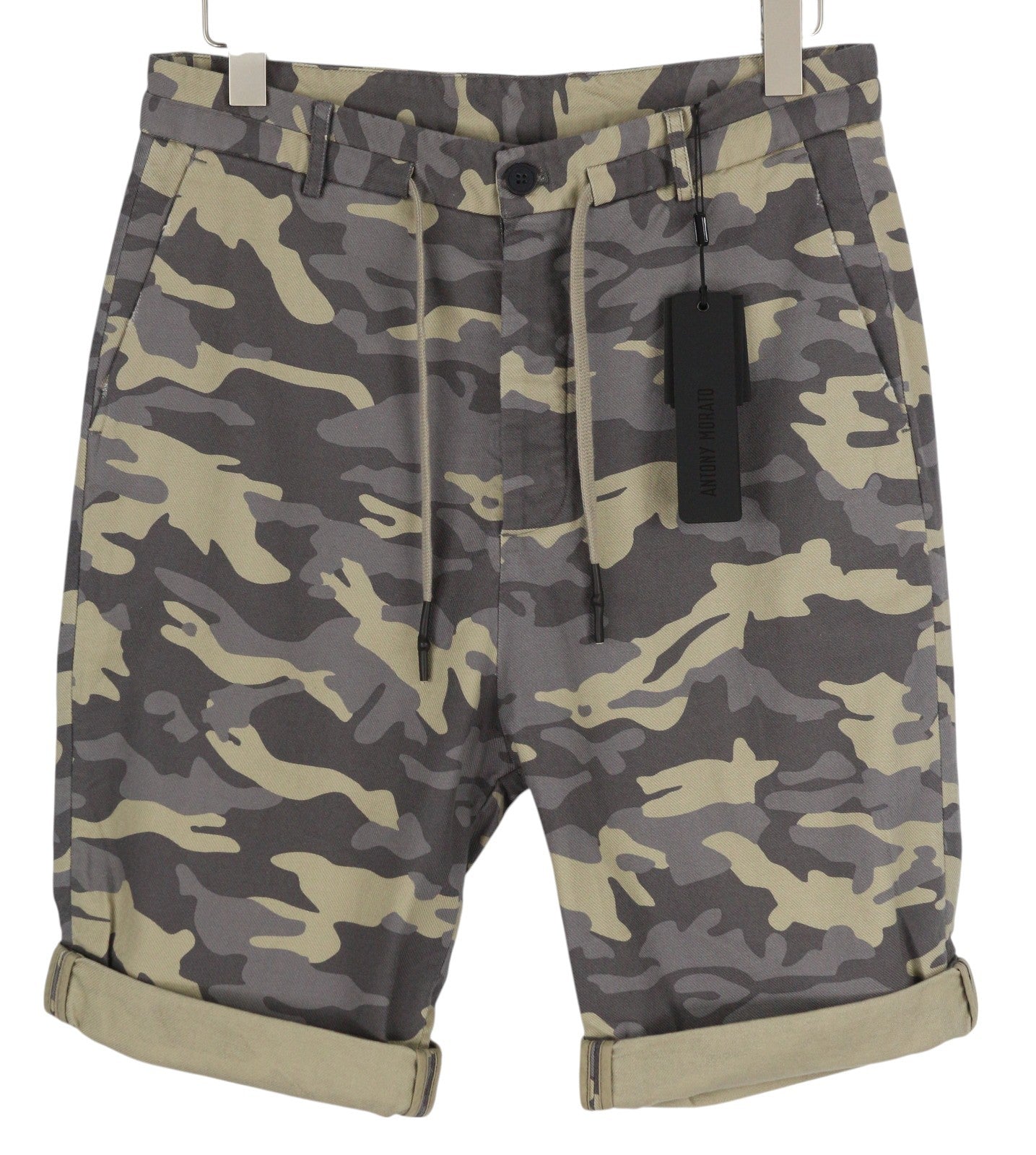 ANTONY MORATO Men Shorts W30 Chino Camouflage Carrot Fit Turn-Up Button Fly