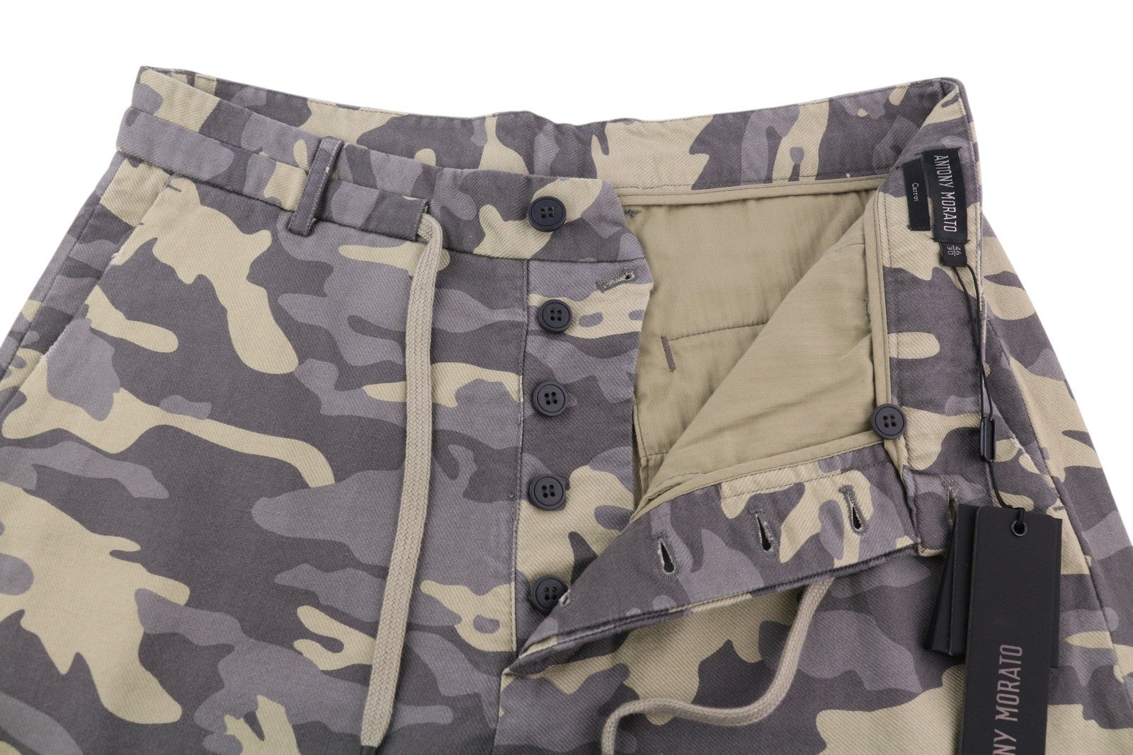 ANTONY MORATO Men Shorts W30 Chino Camouflage Carrot Fit Turn-Up Button Fly