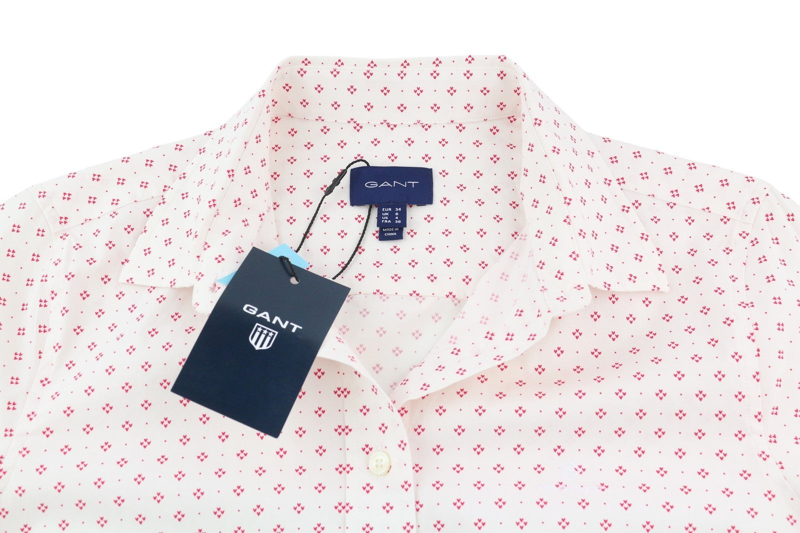 GANT Fairly Dot Stretch Women Shirt EU34 Spread Neck button-Up Patterned White