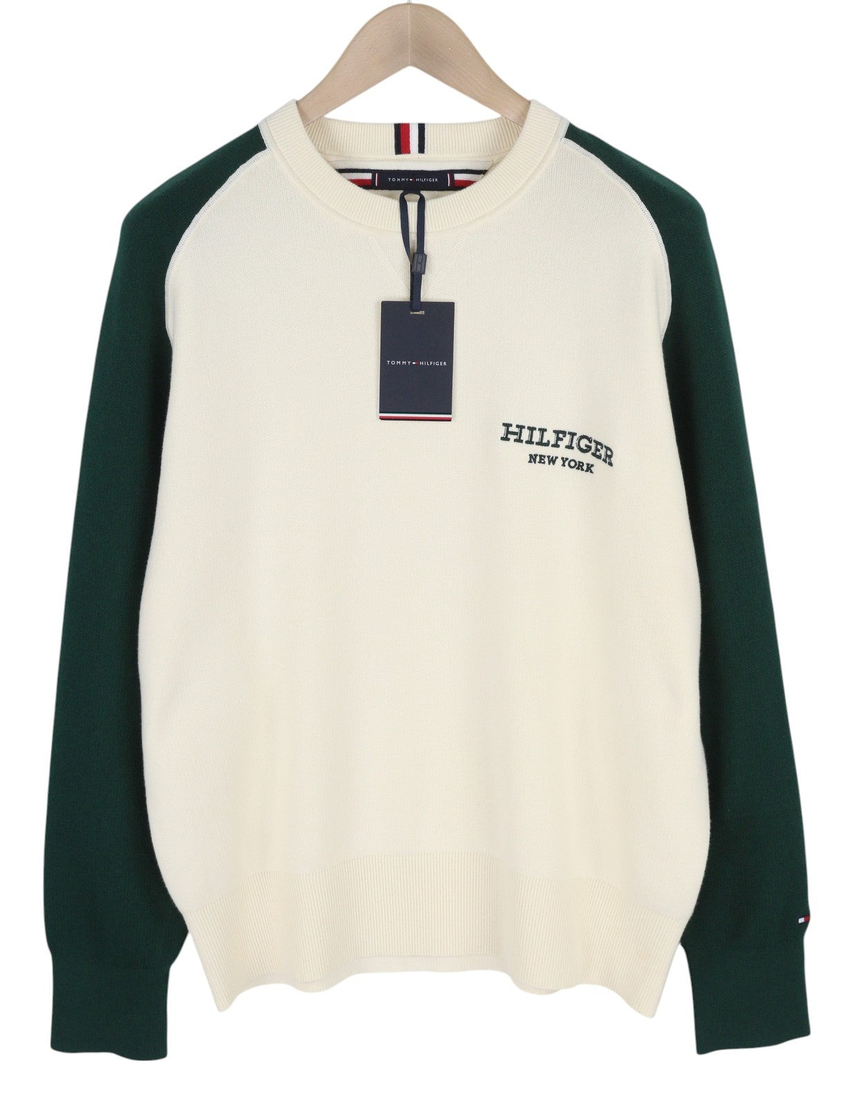 TOMMY HILFIGER Monotype Men Jumper S Pullover Crew Neck Tight-Knit Logo Beige