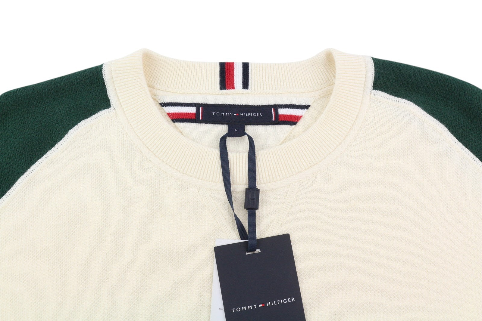 TOMMY HILFIGER Monotype Men Jumper S Pullover Crew Neck Tight-Knit Logo Beige