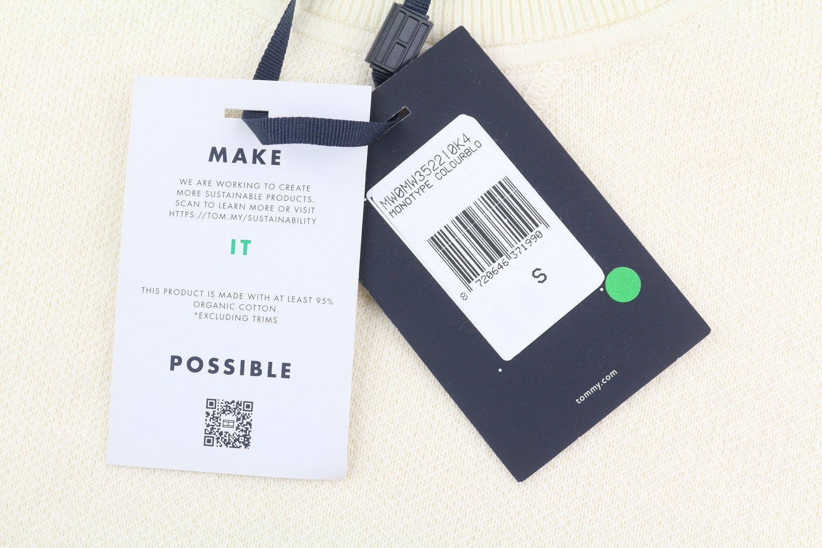 TOMMY HILFIGER Monotype Men Jumper S Pullover Crew Neck Tight-Knit Logo Beige