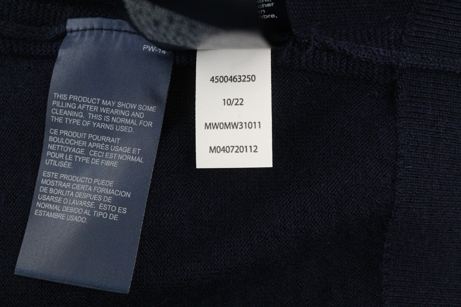 TOMMY HILFIGER Luxury Wool Silk Men Jumper M Dark Blue Pullover Crew Neck Knit