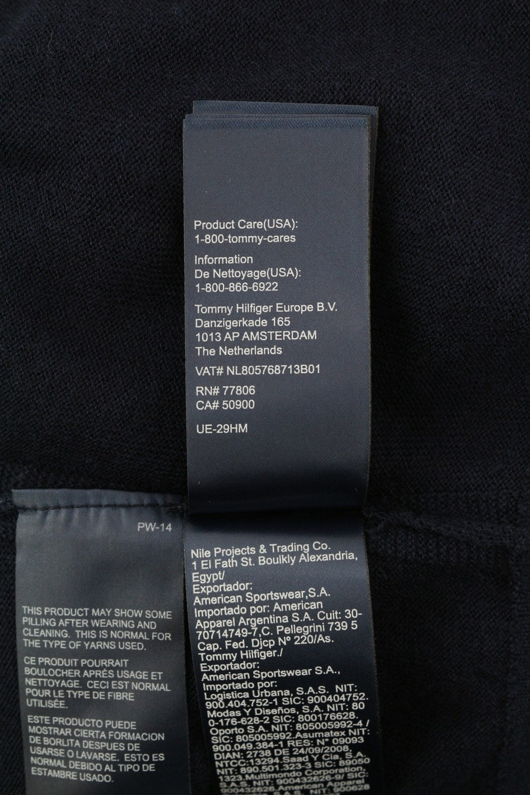 TOMMY HILFIGER Luxury Wool Silk Men Jumper M Dark Blue Pullover Crew Neck Knit