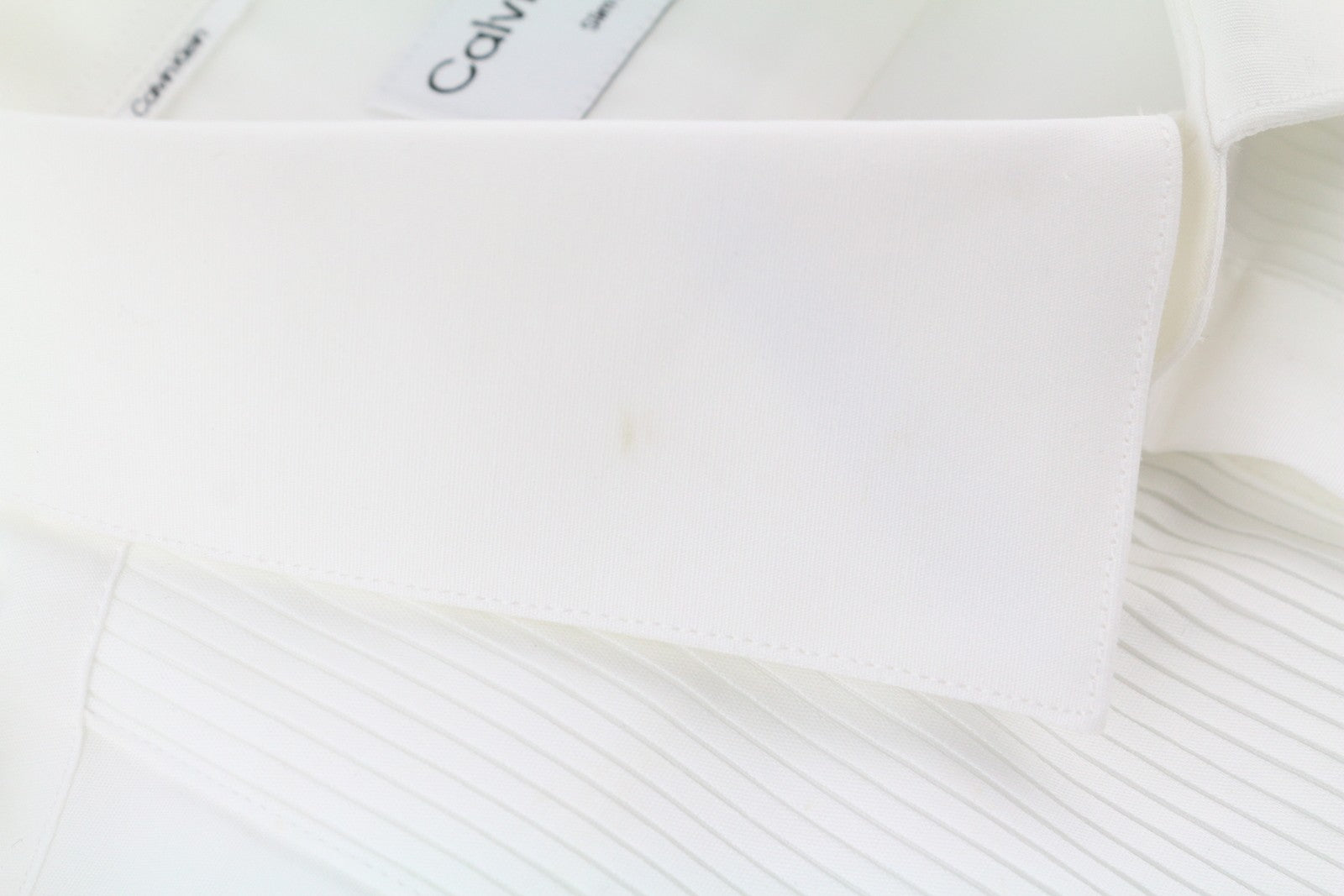 CALVIN KLEIN Evening Tuxedo Slim Men Formal Shirt 42 XL White Pleated Button