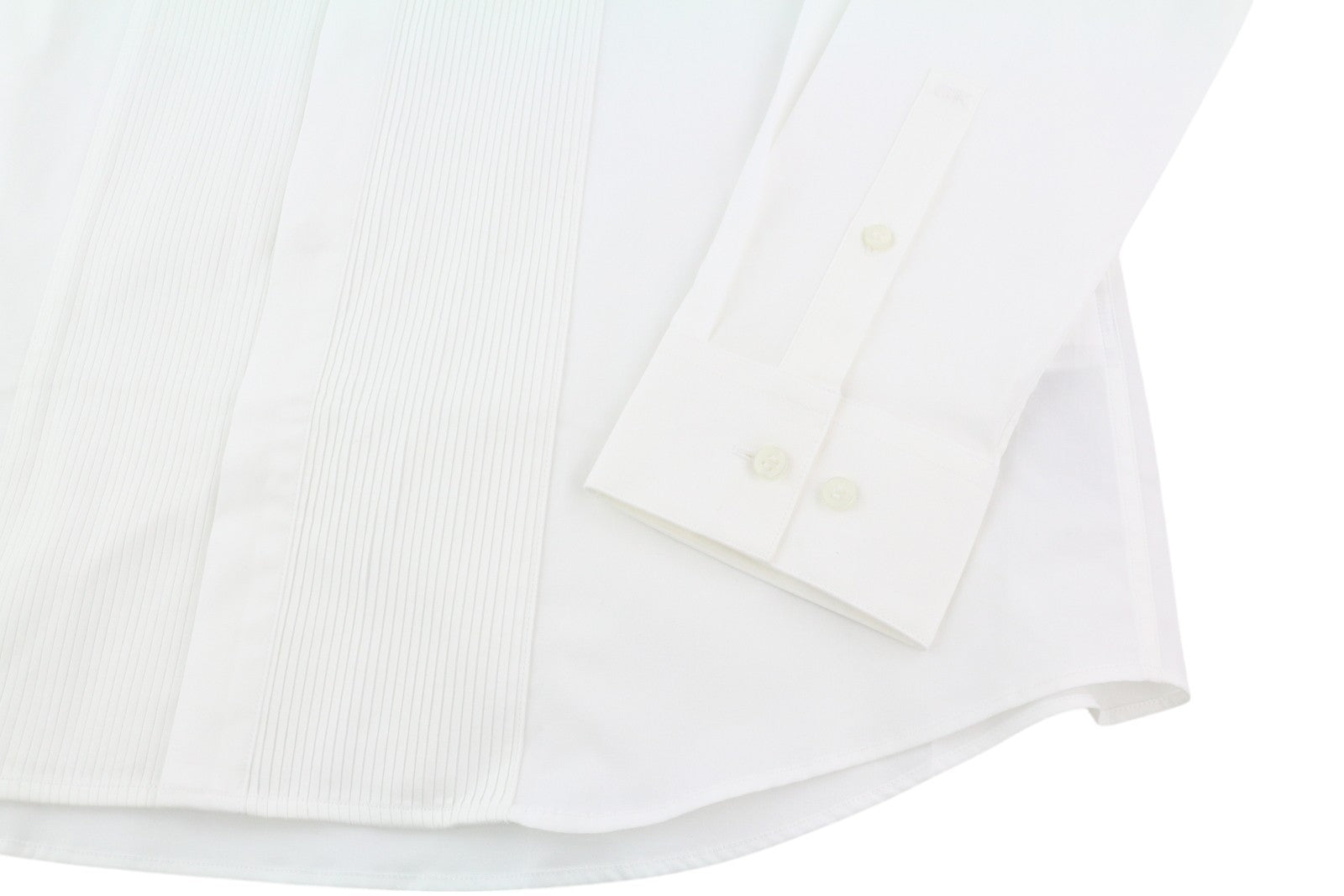 CALVIN KLEIN Evening Tuxedo Slim Men Formal Shirt 42 XL White Pleated Button
