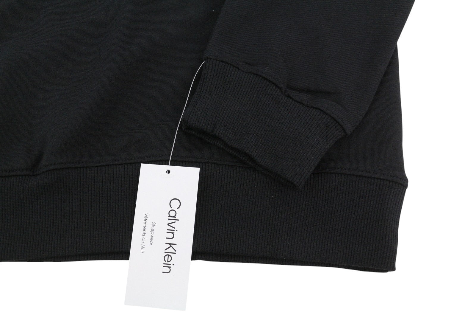 CALVIN KLEIN Men Sweatshirt XL Black Pullover Crew Neck Embroidered Front Logo